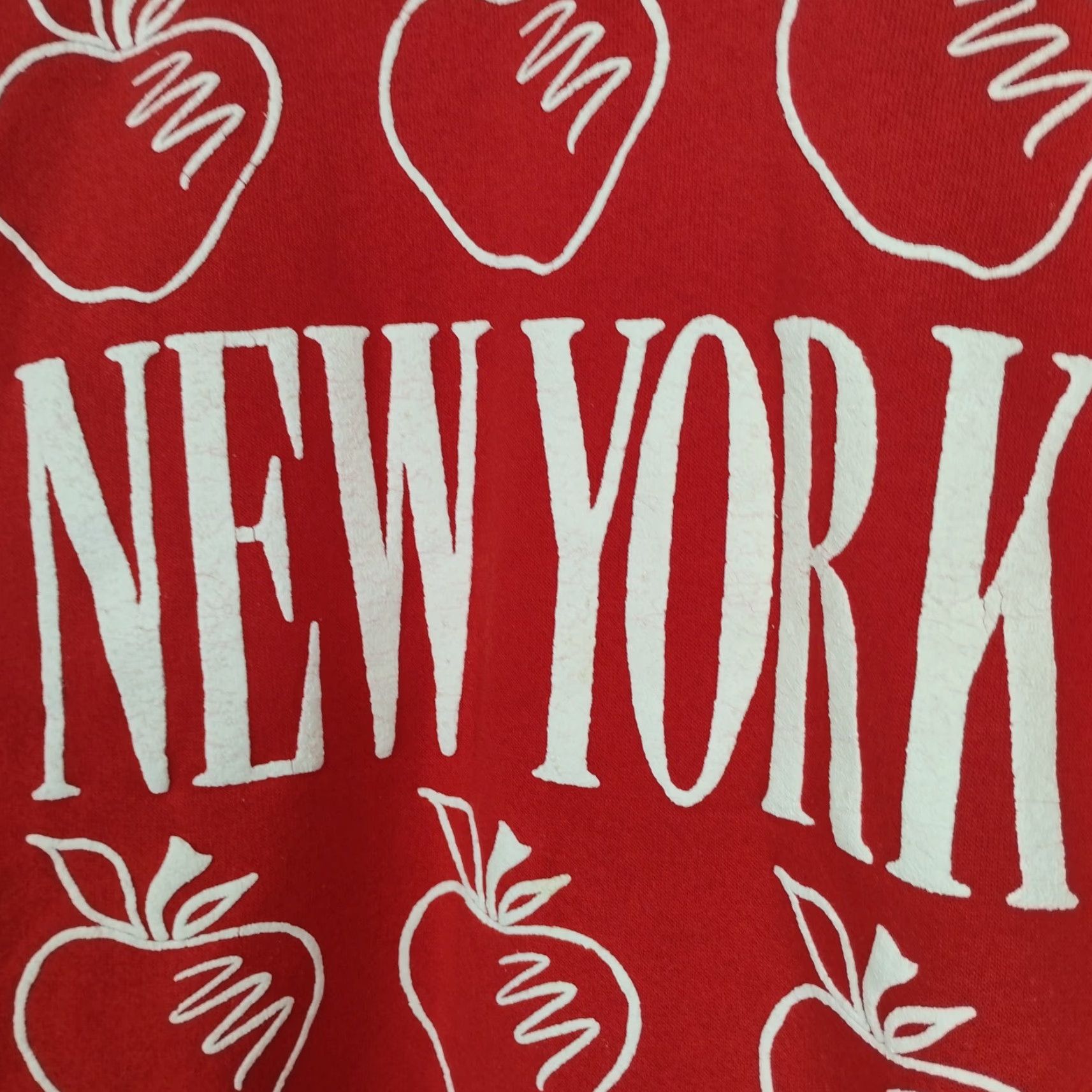 Hanes VINTAGE Hanes New York Big Apple Sweatshirt XL Red USA Puff Paint Size US XL / EU 56 / 4 - 3 Thumbnail