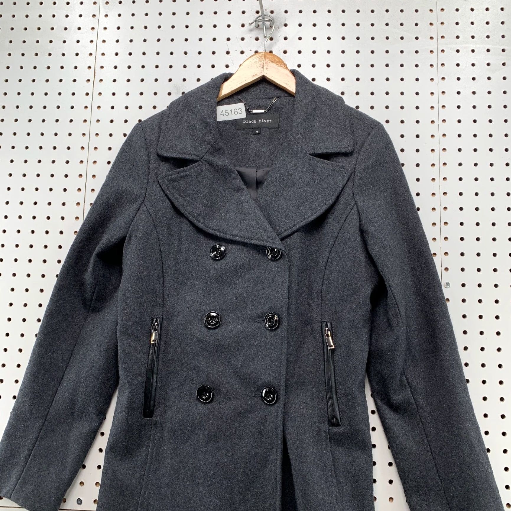 Doublet **Womens Black Wool Double Breasted Peacoat Medium Business Work NWT** User: **Womens Medium Black Wool Double Breasted Peacoat Business Work NWT** Size M / US 6-8 / IT 42-44 - 2 Thumbnail