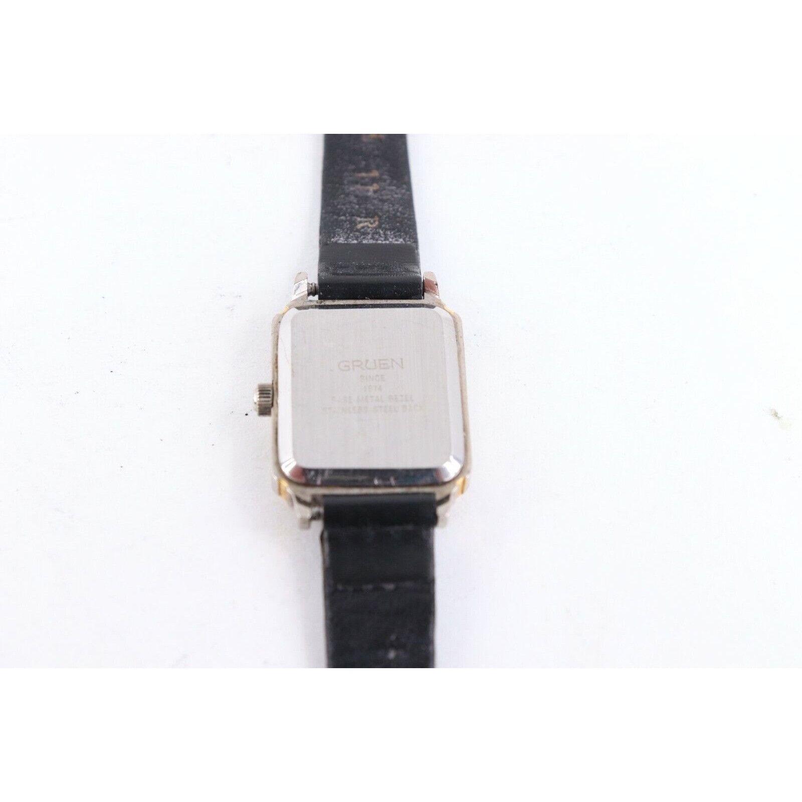 Vintage Vintage 80s Gruen Precision Steel Gold Leather Band Watch Size ONE SIZE - 6 Thumbnail