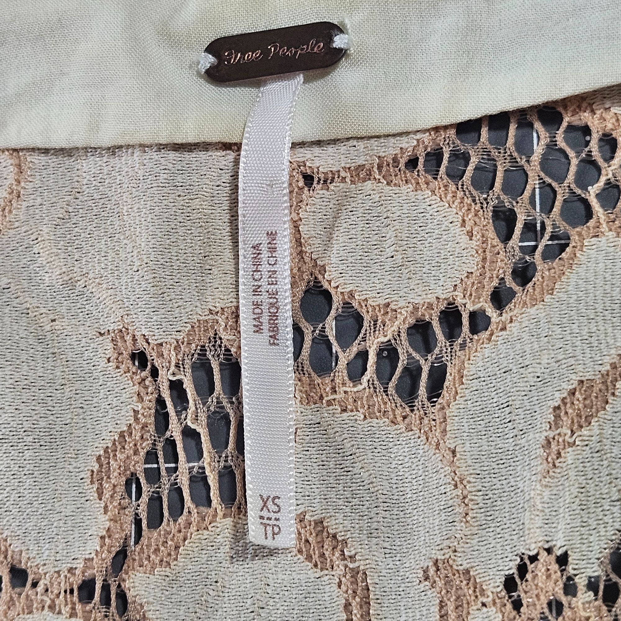 Free People Free People Lace Mini Dress Beige XS Feminine Romantic Boho Size XS / US 0-2 / IT 36-38 - 12 Thumbnail