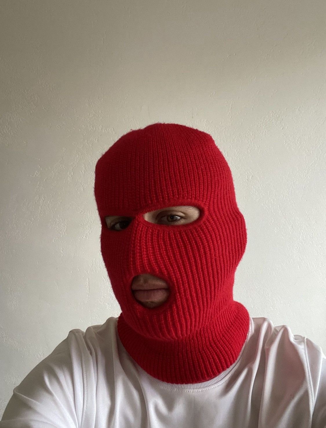 Japanese Brand Balaclava Knit Red Hat Vintage Ski Mask Rare Hype Streetwear Size ONE SIZE - 5 Thumbnail