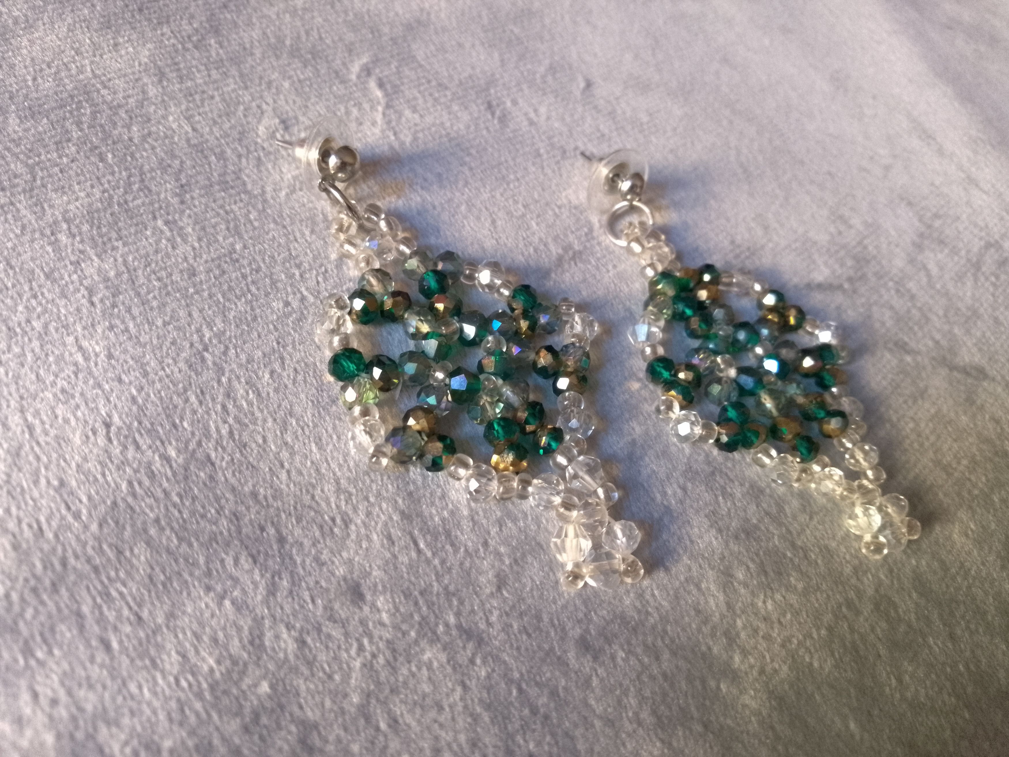 Handmade Necklace Long Green Crystal White Gemstones Earrings Size ONE SIZE - 13 Thumbnail