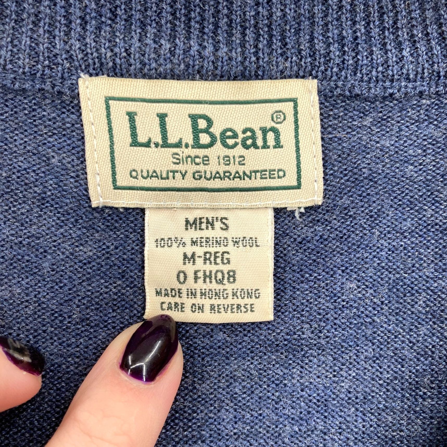 Vintage L.L. Bean Merino Wool Sweater Mens Medium Blue V Neck Pullover Casual Knit Shirt Size US M / EU 48-50 / 2 - 5 Thumbnail