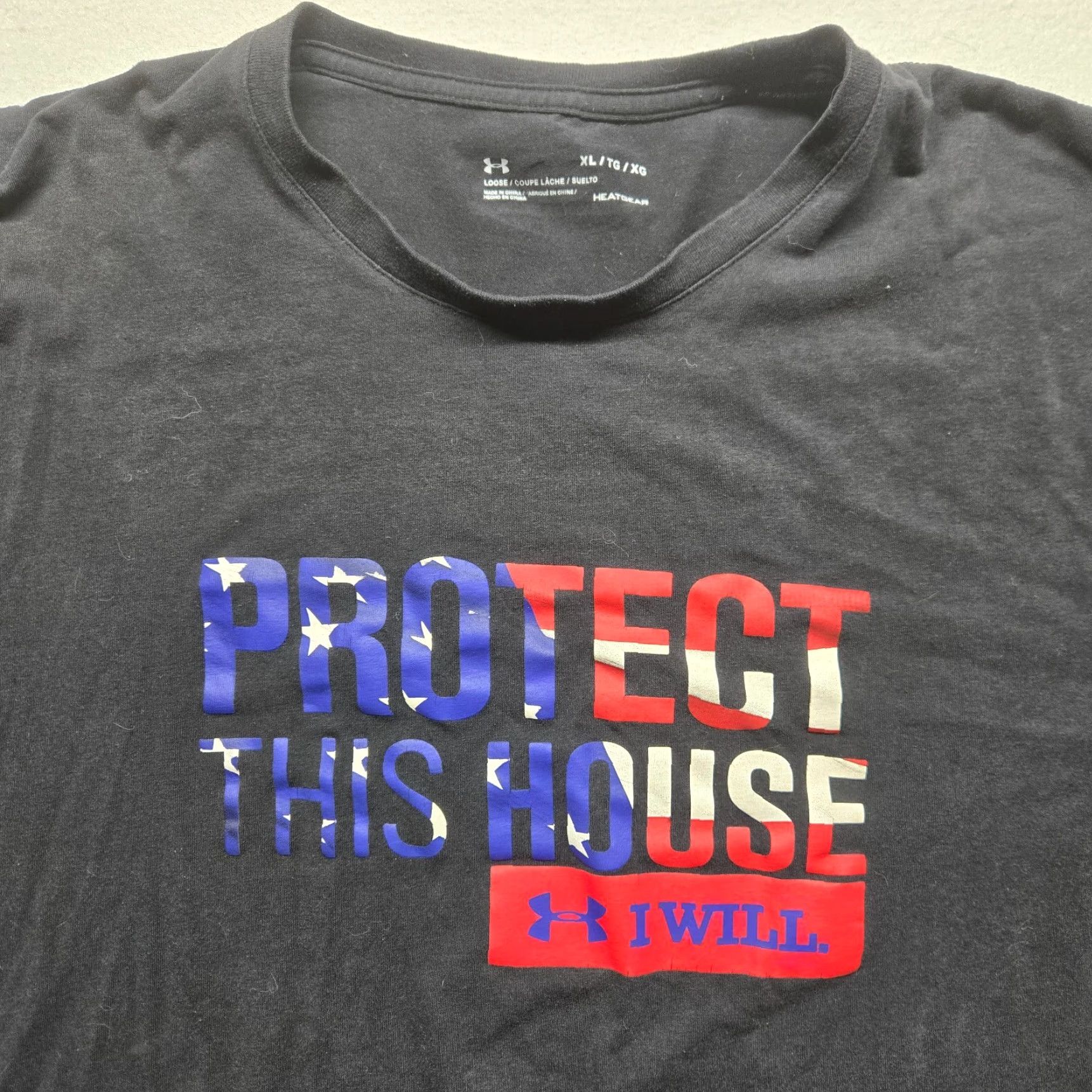 Under Armour Under Armour Shirt T-Shirt USA Black XL Men Logo Graphic Sports-USA Modern Protect This House Flag Size US XL / EU 56 / 4 - 2 Thumbnail