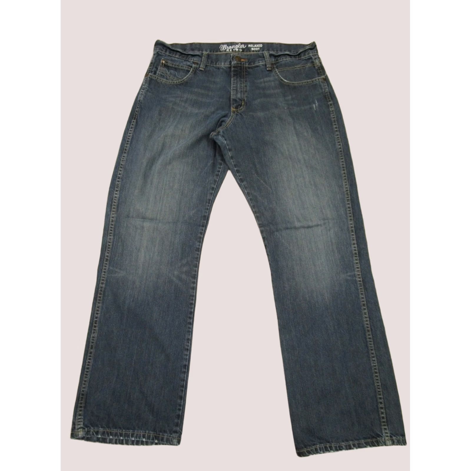 Wrangler Wrangler Retro Jeans Men 36x32 Blue Bootcut Western Denim Cowboy Dark Wash Jeans Mens Wide Leg Relaxed Fit 5-Pocket Size US 36 / EU 52 - 1 Thumbnail