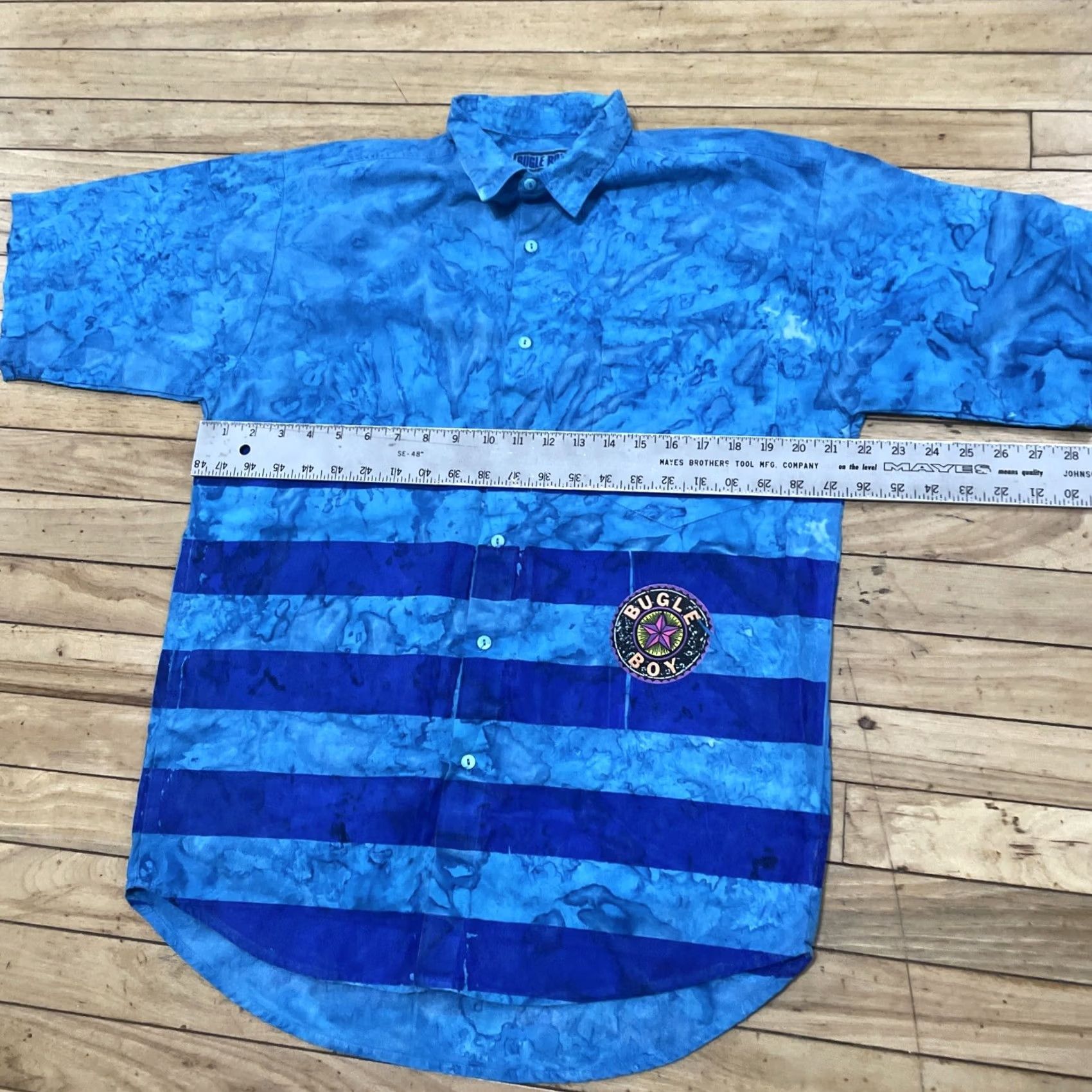 Bugle Boy VINTAGE Bugle Boy Shirt Men M Surf Grunge Abstract 90s Y2k Tie Dye Paint Stripe Blue Tie Dye Striped Button-Up Size US M / EU 48-50 / 2 - 7 Thumbnail