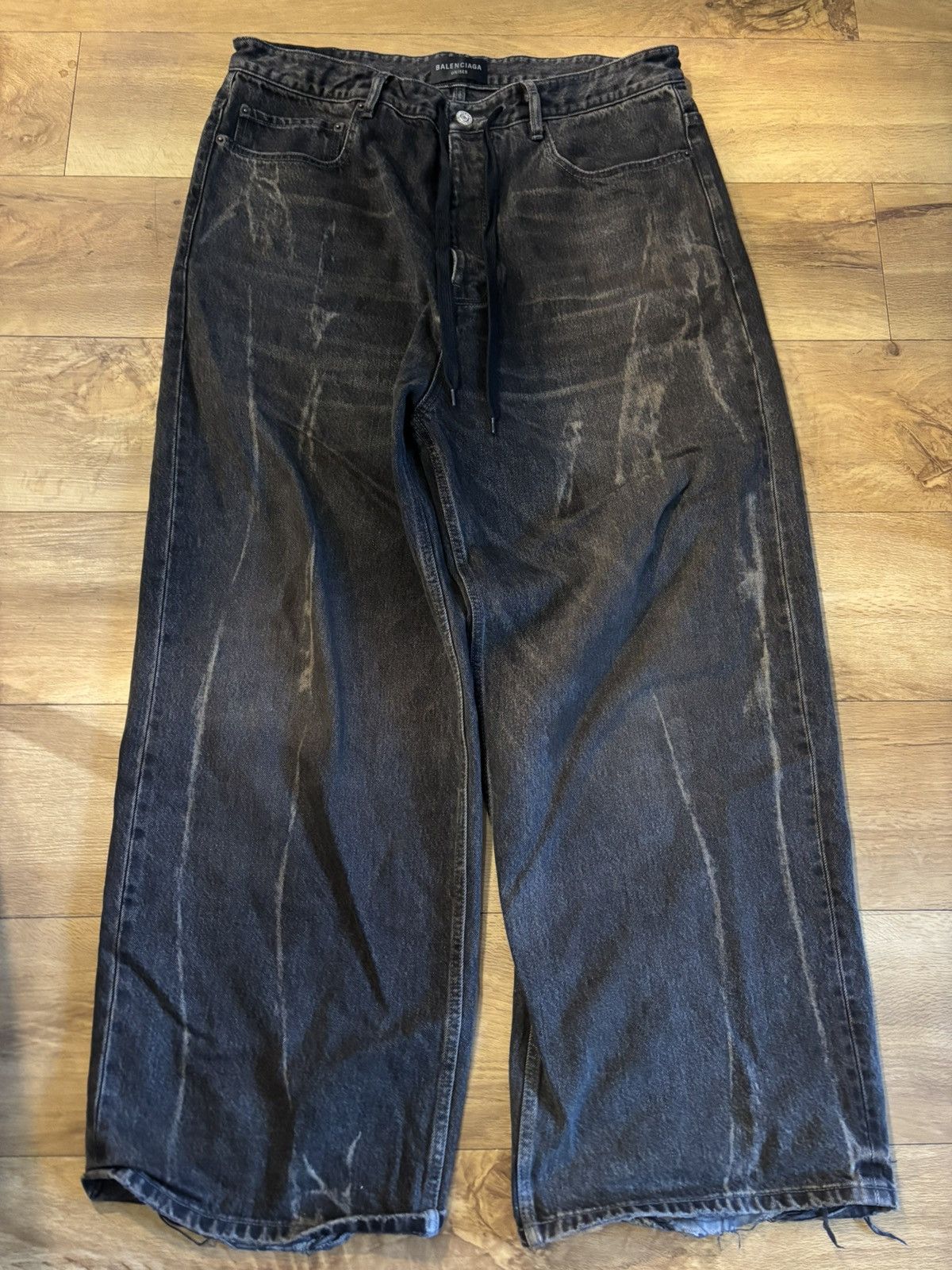 Balenciaga Mud Show brown/black bleached distressed baggy jeans Size US 30 / EU 46 - 1 Thumbnail