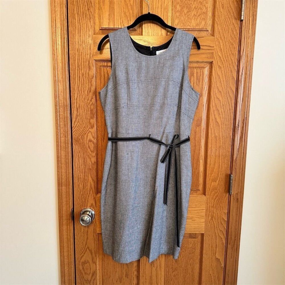 Calvin Klein Calvin Klein Women's Gray Tweed Sheath Dress Size 12 Knee L Size XL / US 12-14 / IT 48-50 - 1 Thumbnail
