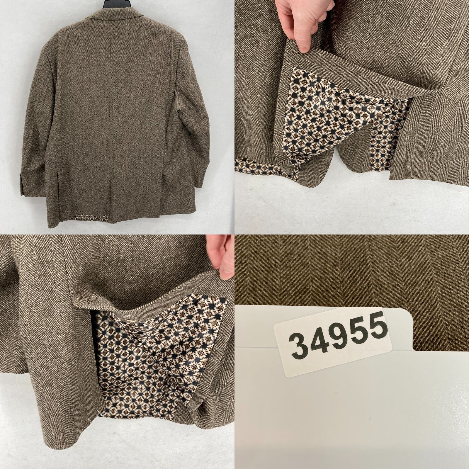 Vintage INDOCHINO Newbury 66 Blazer Jacket Mens 48 Brown Wool Herringbone NWT Sport Coat Jacket Mens 48 Brown Wool Herringbone NWT Size 48R - 10 Thumbnail