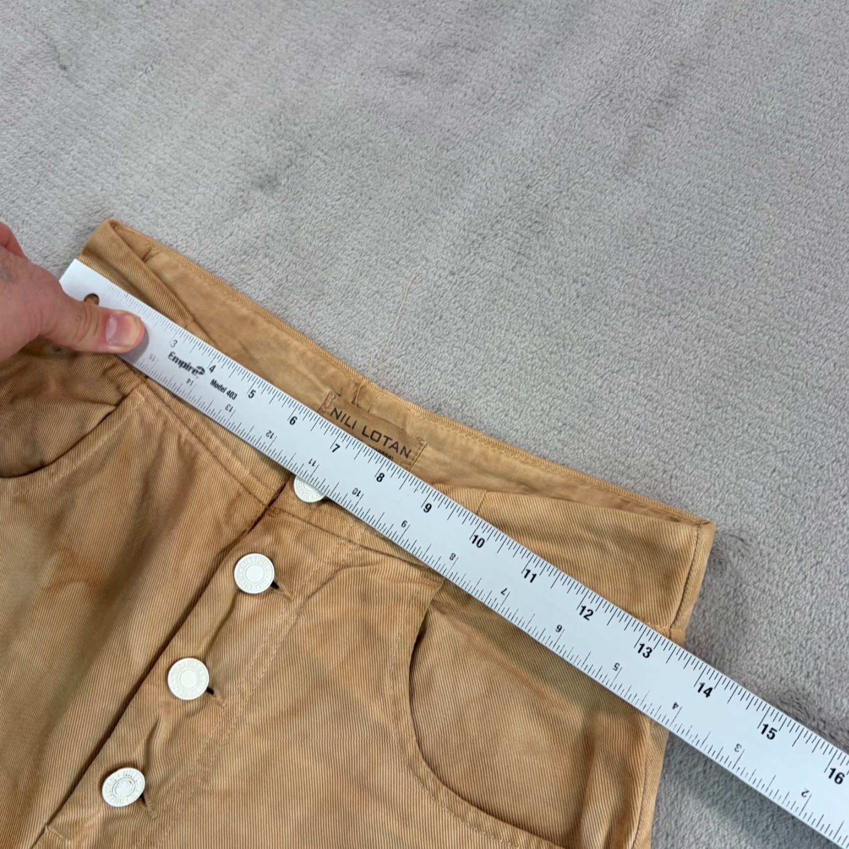 Nili Lotan Nili Lotan Pants Barrel Exposed Button High Rise Flat Front Cotton Twill Women's 2 Brown Vintage Tobacco Bohemian Casual 27 Inseam Size 26" / US 2 / IT 38 - 5 Thumbnail
