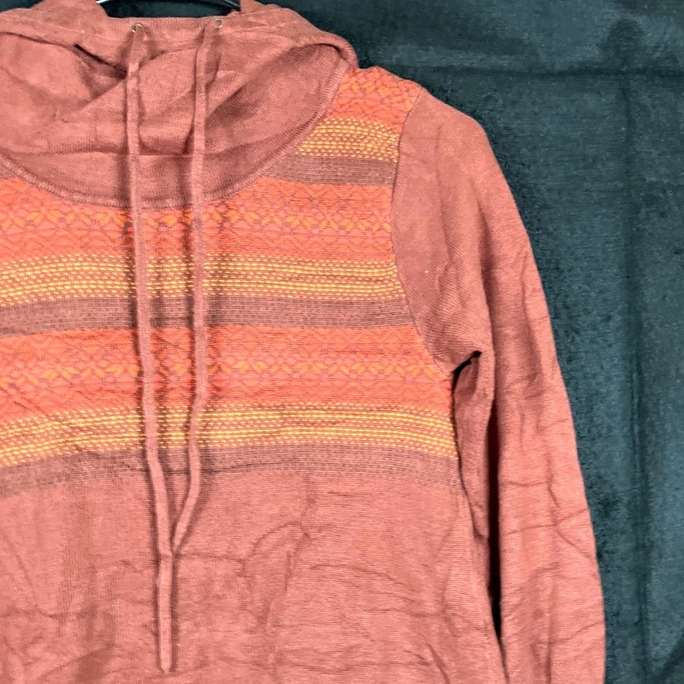 Prana VINTAGE PrAna Womens Sweater Dress Hooded Fair Isle Cotton Blend Small Terracotta CoCo Winter Casual Womens Size S / US 4 / IT 40 - 5 Thumbnail