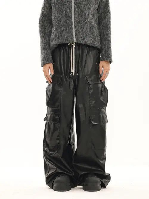 VIBE Baggy Leather Jeans Size US 31 - 2 Thumbnail