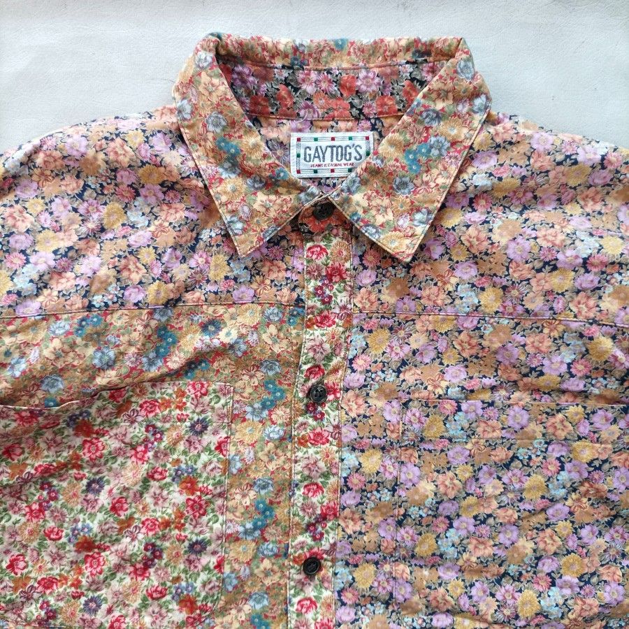 Japanese Brand × Vintage Gaytogs floral patchwork 2 pockets shirt casual Size US M / EU 48-50 / 2 - 2 Thumbnail