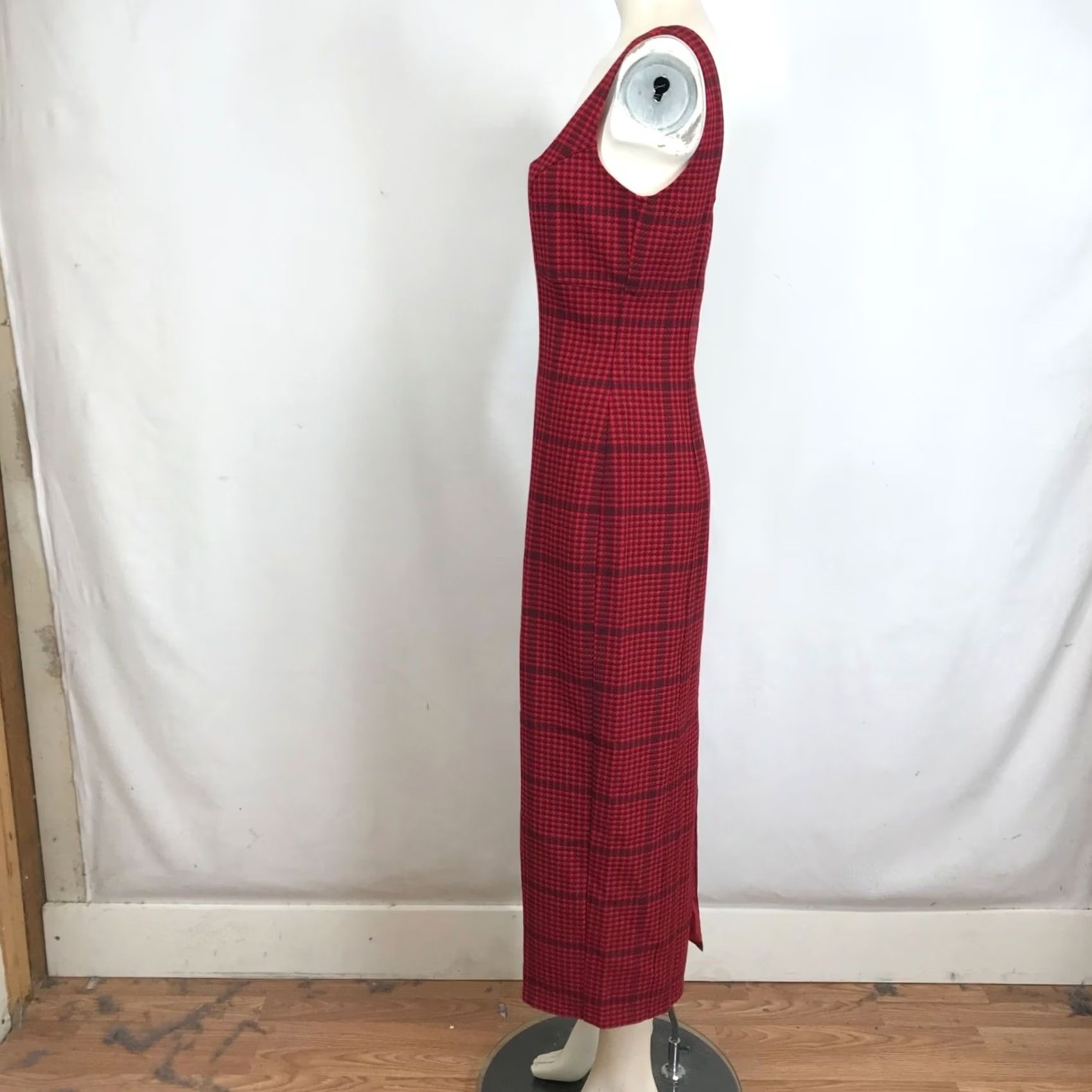 Vintage PILCRO WOMEN'S Dress Sleeveless Square Neck Red Plaid Midi 6, Shirt? Size M / US 6-8 / IT 42-44 - 6 Thumbnail