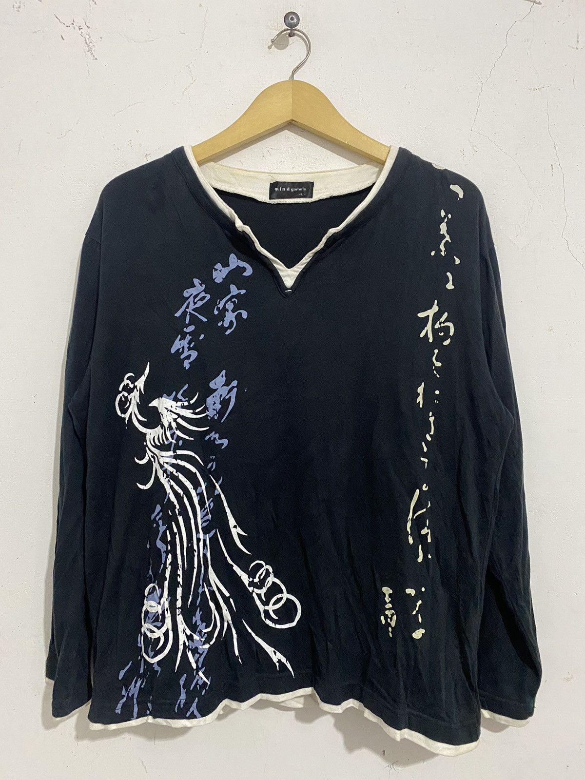Japanese Brand 🖤BLACKFRIDAY🖤mindgames longsleeve poem dragon kmrii styled Size US L / EU 52-54 / 3 - 1 Thumbnail