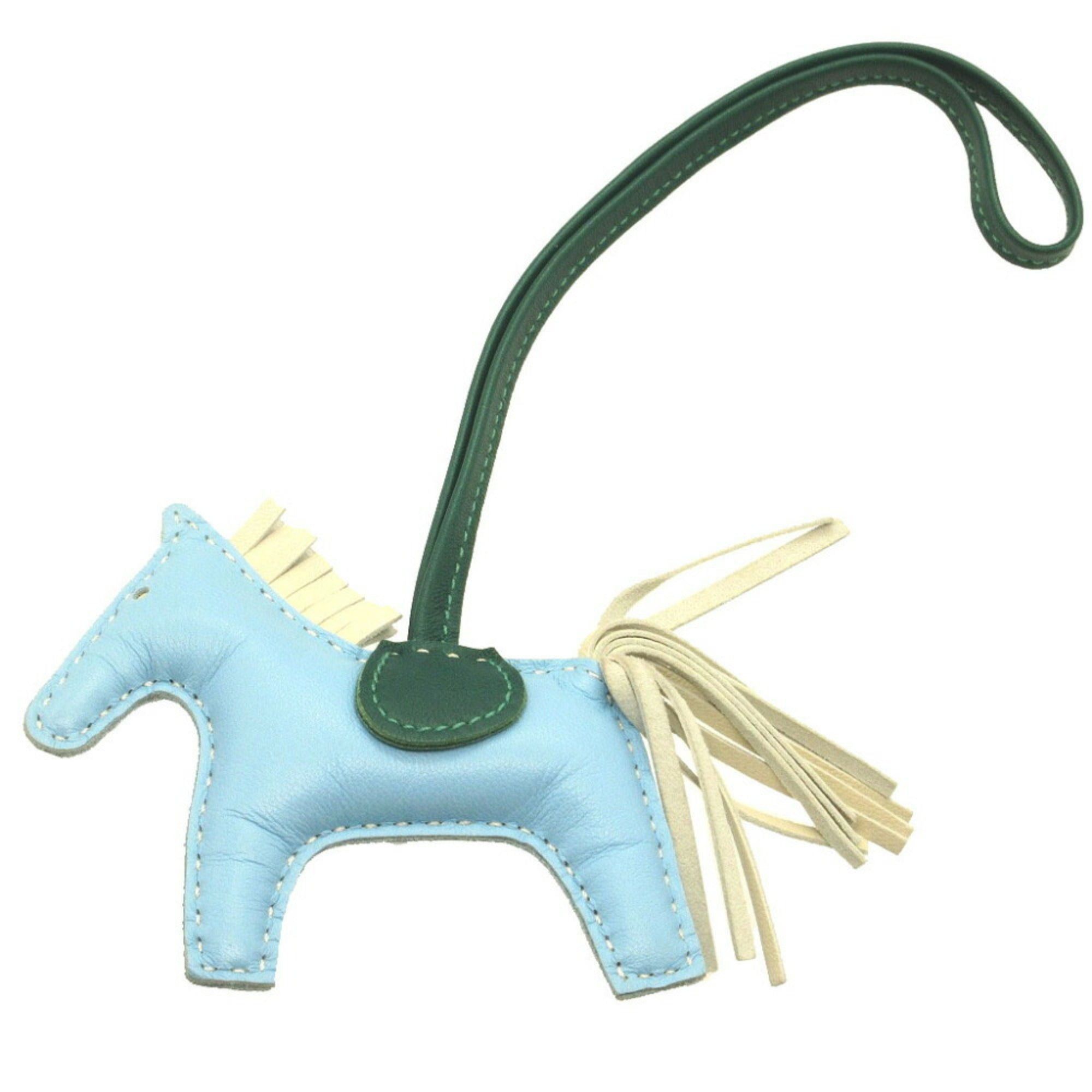 image of Hermes Rodeo Charm Pm Anumilo Celeste Cle Malachite Bag Keychain in Black, Women's