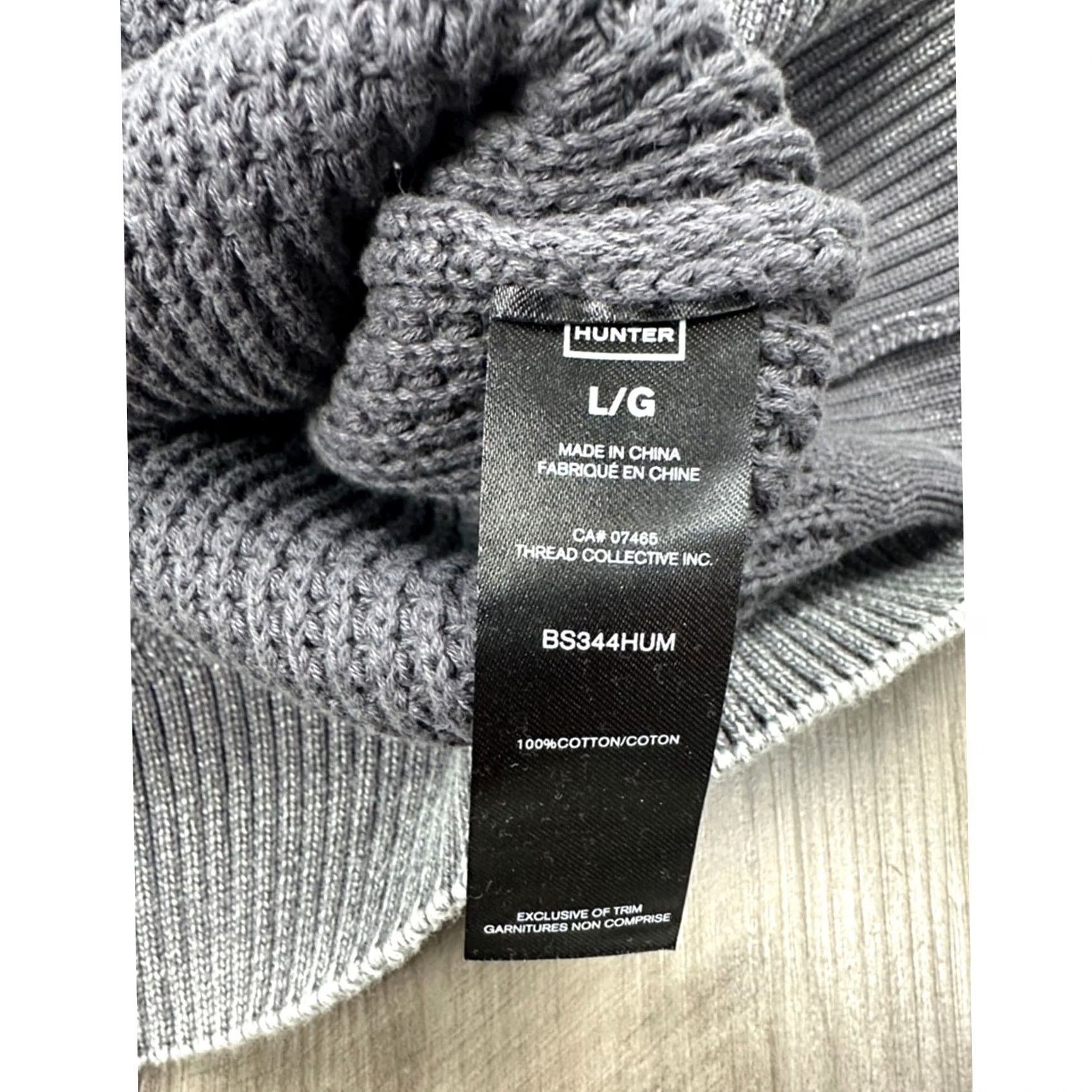 Hunter Hunter Waffle Knit Grey Crew Neck Sweater L Men Regular Pullover Color Gray Cotton 100% NWT Size US L / EU 52-54 / 3 - 6 Thumbnail