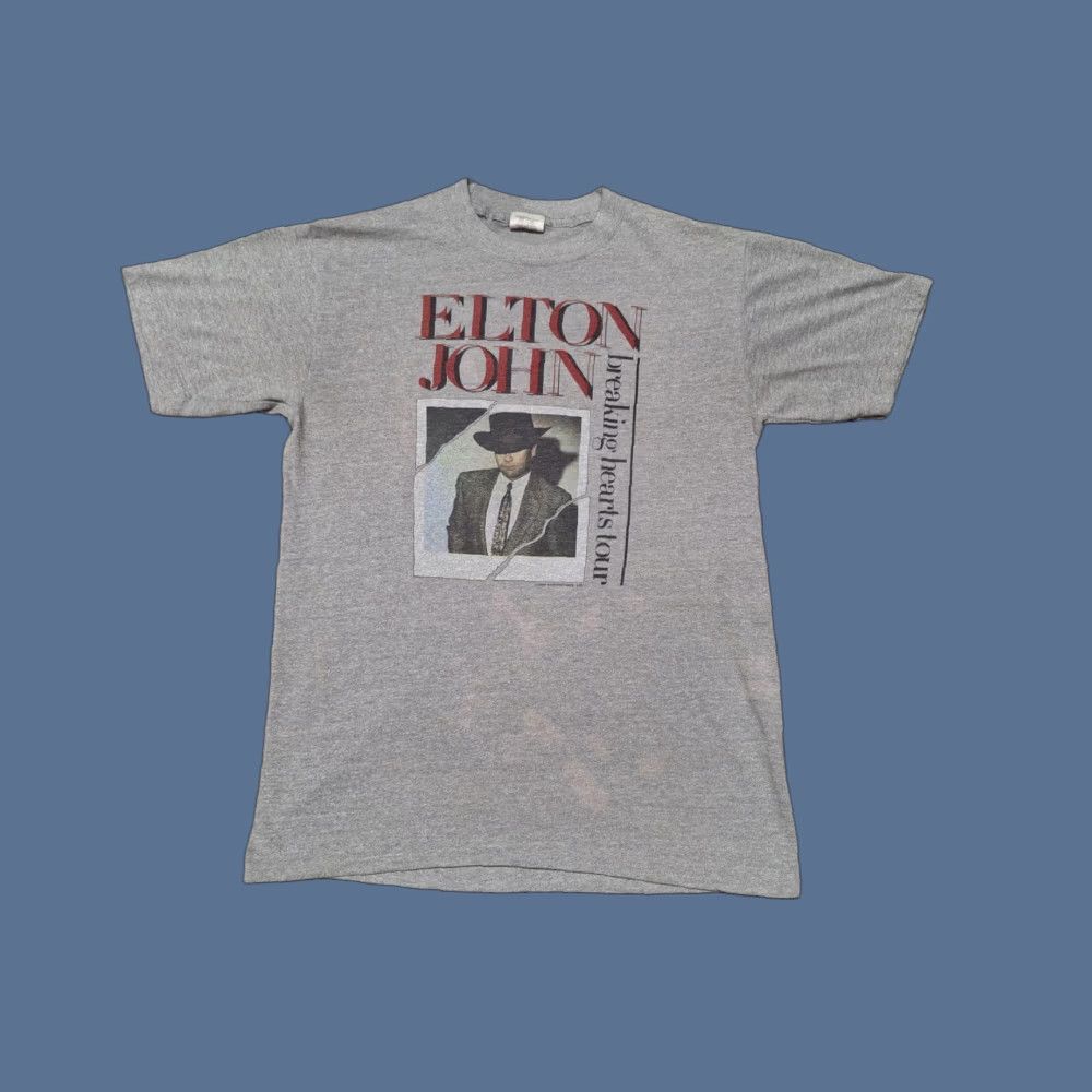 Vintage VINTAGE Elton John Breaking Hearts Tour Piano Band Shirt S/M Men T-Shirt Gray 80s Shirt Mens Size US S / EU 44-46 / 1 - 1 Thumbnail