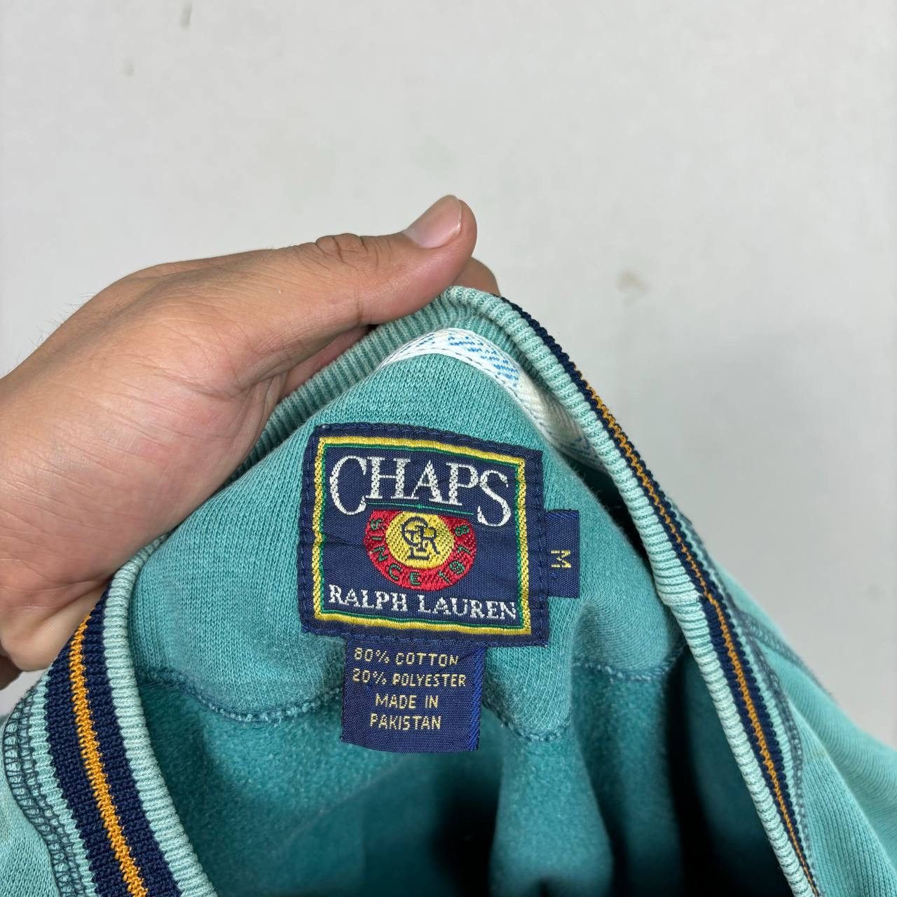 Chaps Ralph Lauren × Vintage Vintage 90s Chaps Ralph Lauren Sun Faded Green Sweatshirt Size US M / EU 48-50 / 2 - 8 Thumbnail