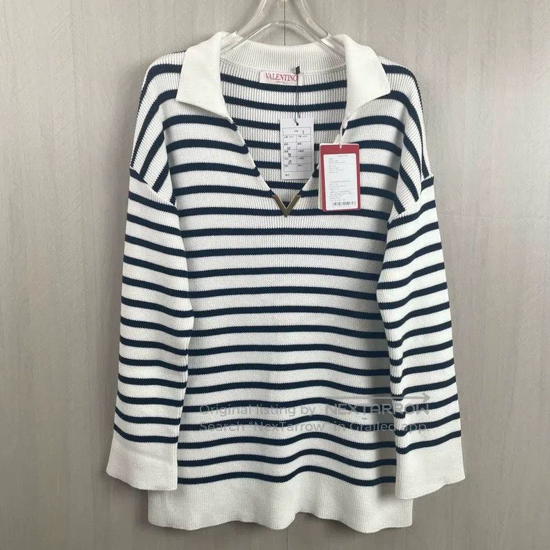 Valentino Valentino Striped V-neck knit sweater Size S / US 4 / IT 40 - 1 Thumbnail