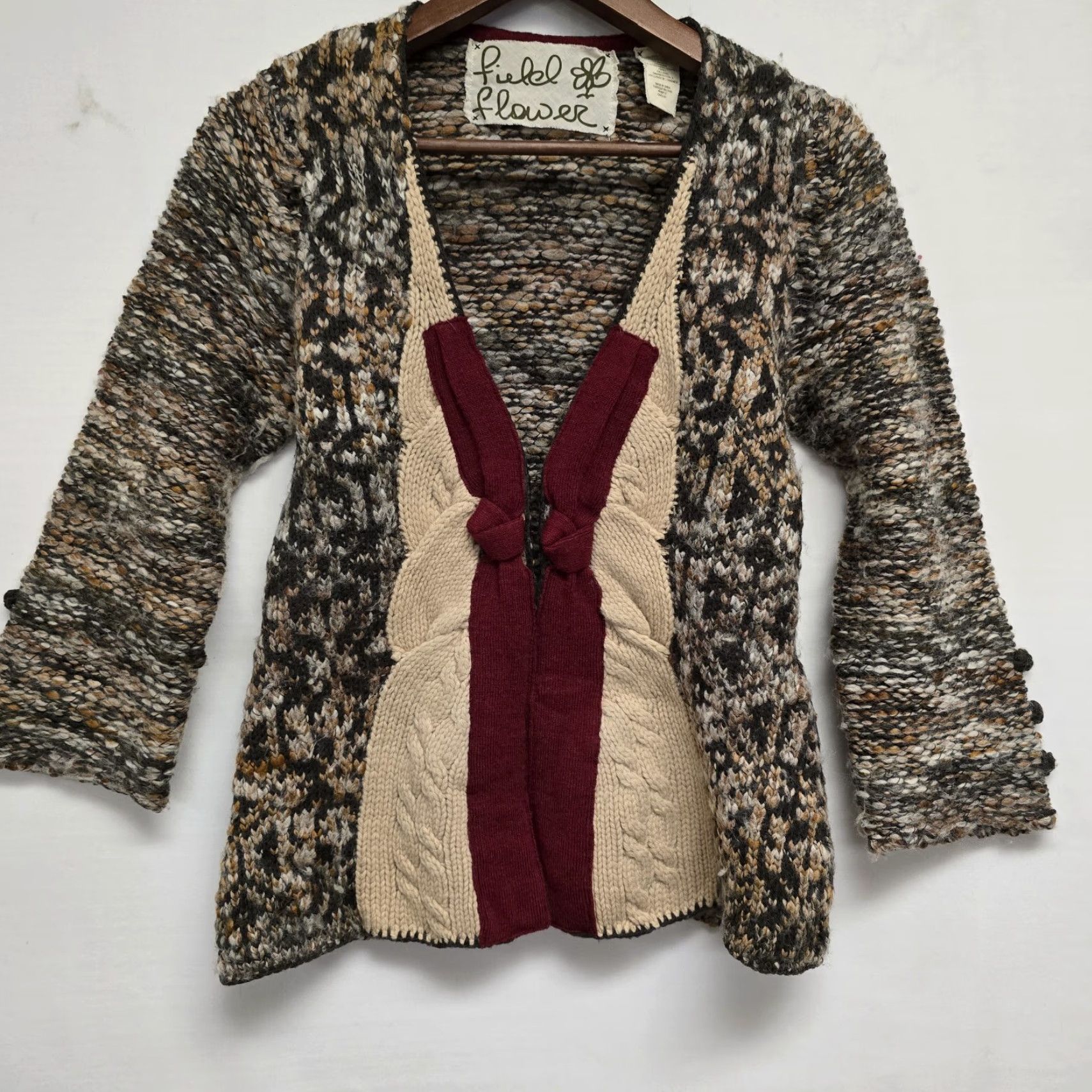 Anthropologie Anthropologie Field Flower Cardigan Sweater Size S Multicolor Floral Knit Women Bohemian Long Sleeve Cardigan Therapy Size S / US 4 / IT 40 - 3 Thumbnail