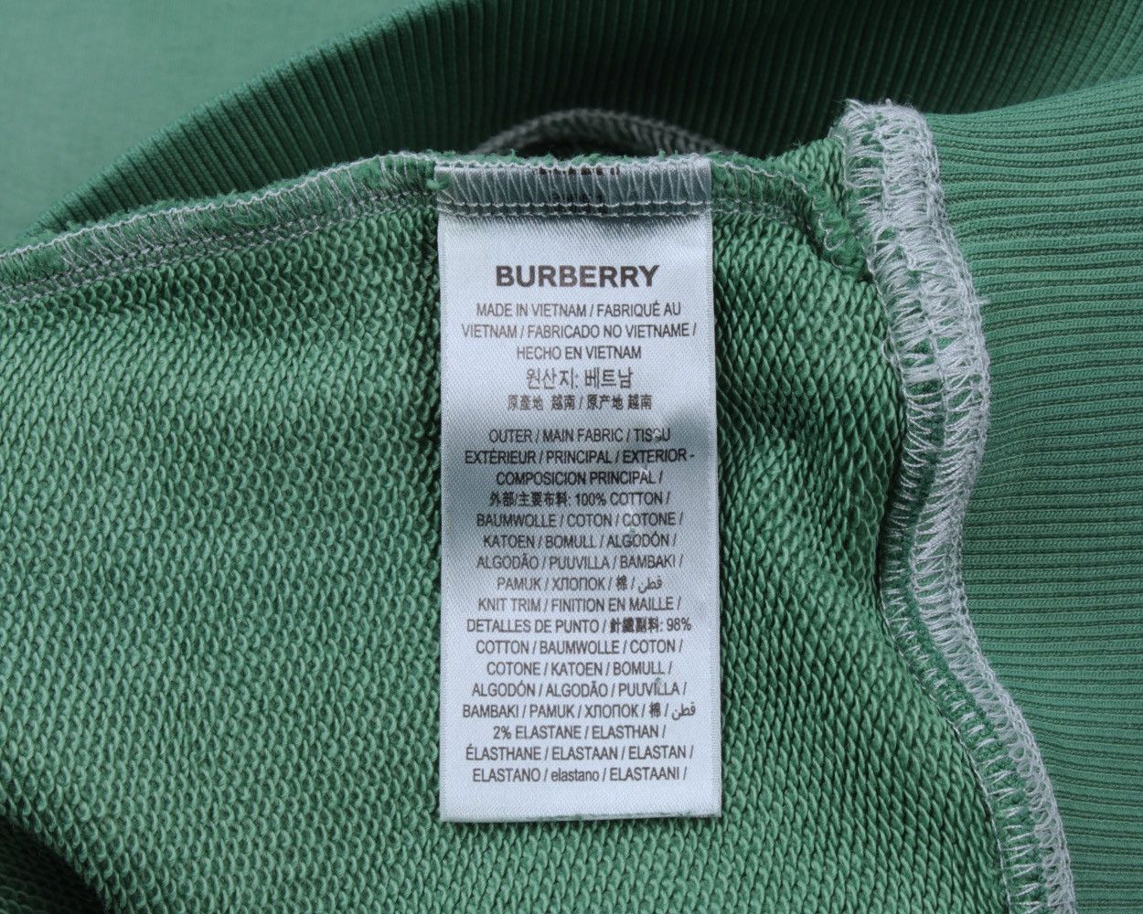 Burberry × Designer BURBERRY London England Big Logo Green Cotton Sweatshirt Size US XS / EU 42 / 0 - 19 Thumbnail