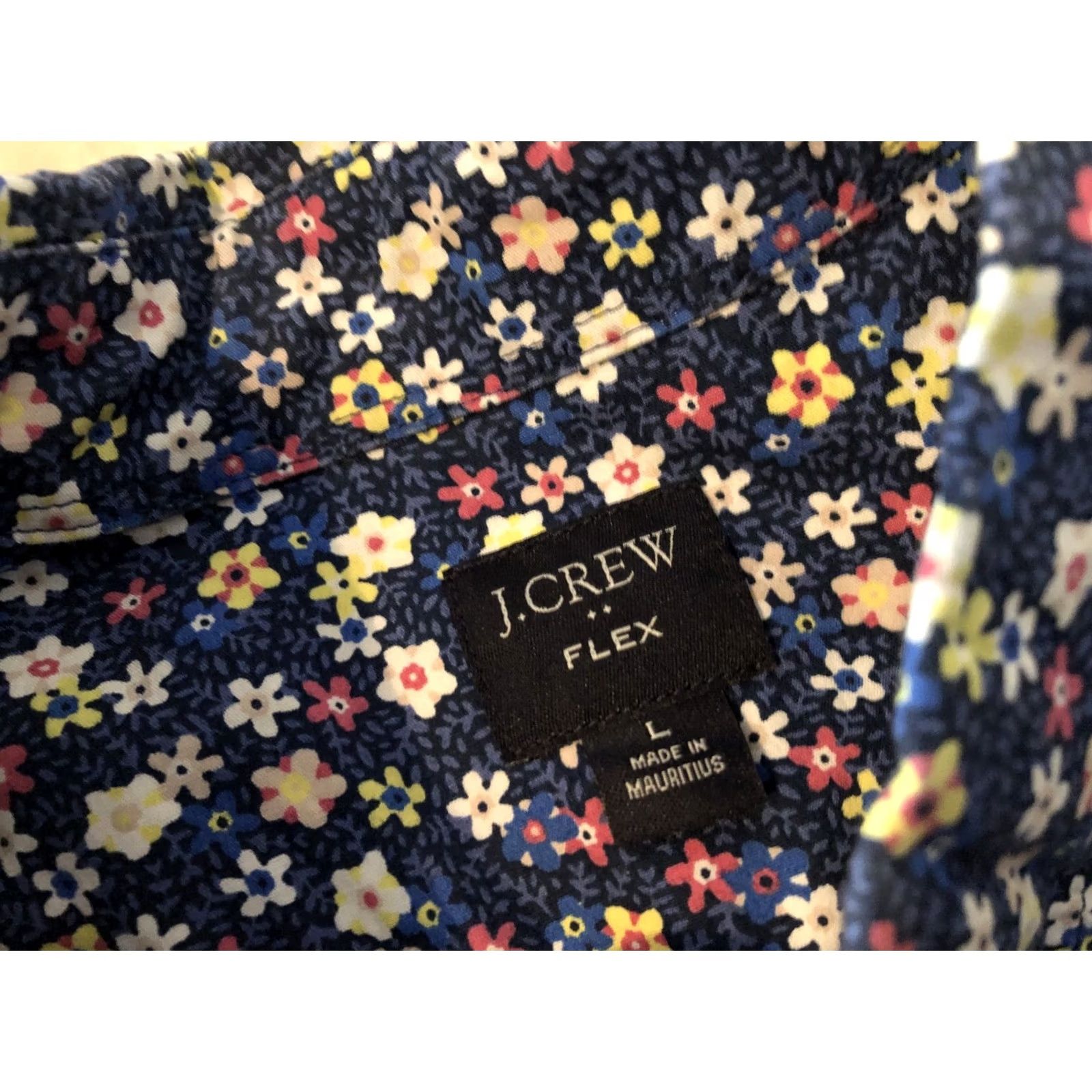 J.Crew VINTAGE? Mens J. Crew Dress Shirt L Large Navy Blue Cotton Short Sleeve Size 42R - 3 Thumbnail