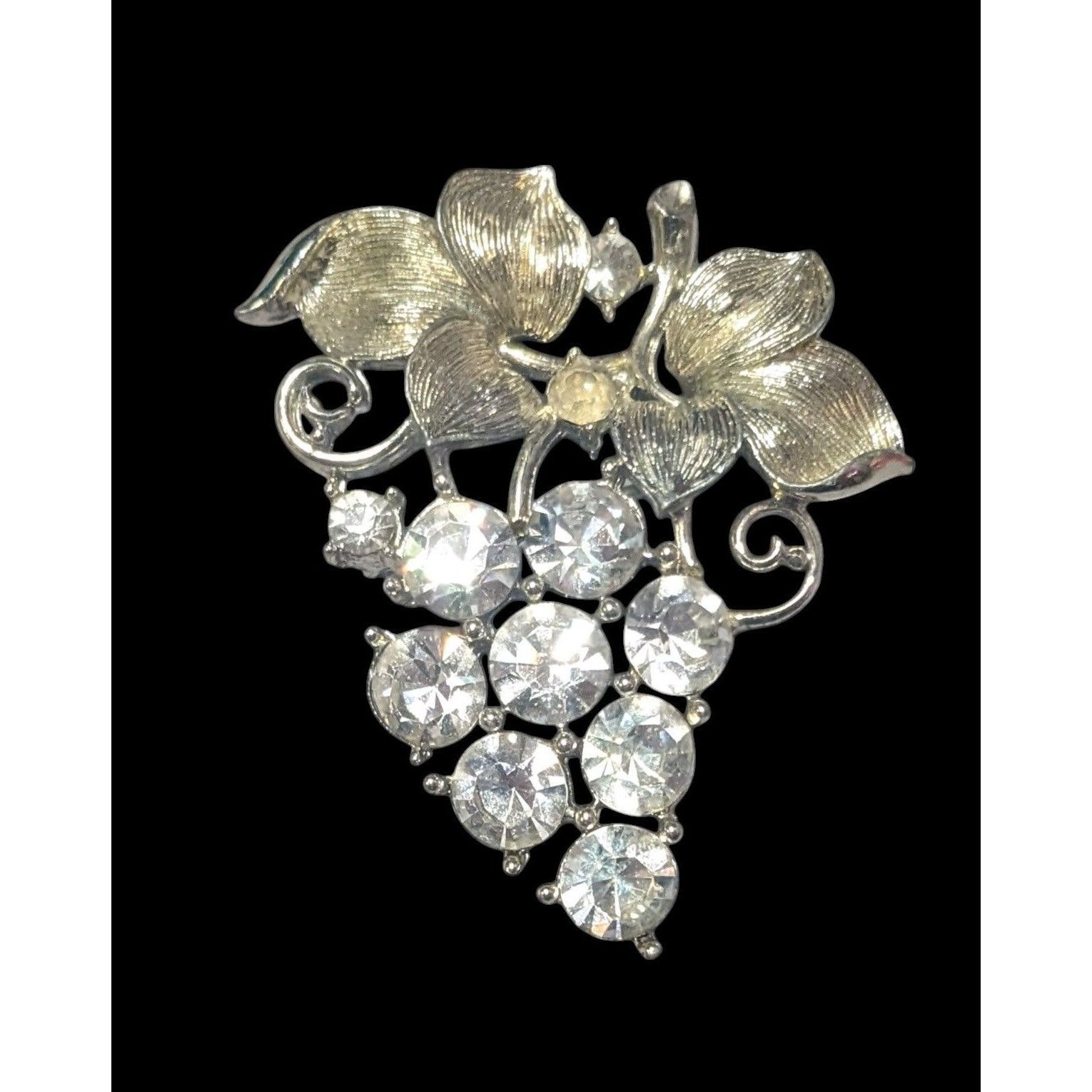 Other Vintage Lisner Grape Bunch Gold Tone Rhinestone Brooch Size ONE SIZE - 2 Thumbnail