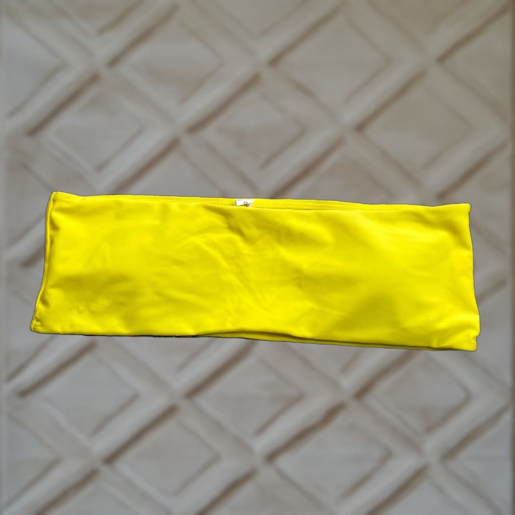 Vintage Unbranded Swimwear Bikini Top Womens Large Neon Yellow Bandeau Strapless Beach Size L / US 10 / IT 46 - 1 Thumbnail