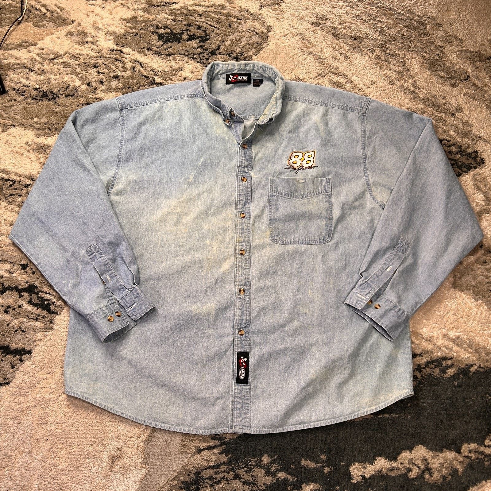 & Other Stories Vintage Chase Authentic NASCAR Denim Shirt Mens 3XL Blue Size US XXL / EU 58 / 5 - 1 Thumbnail
