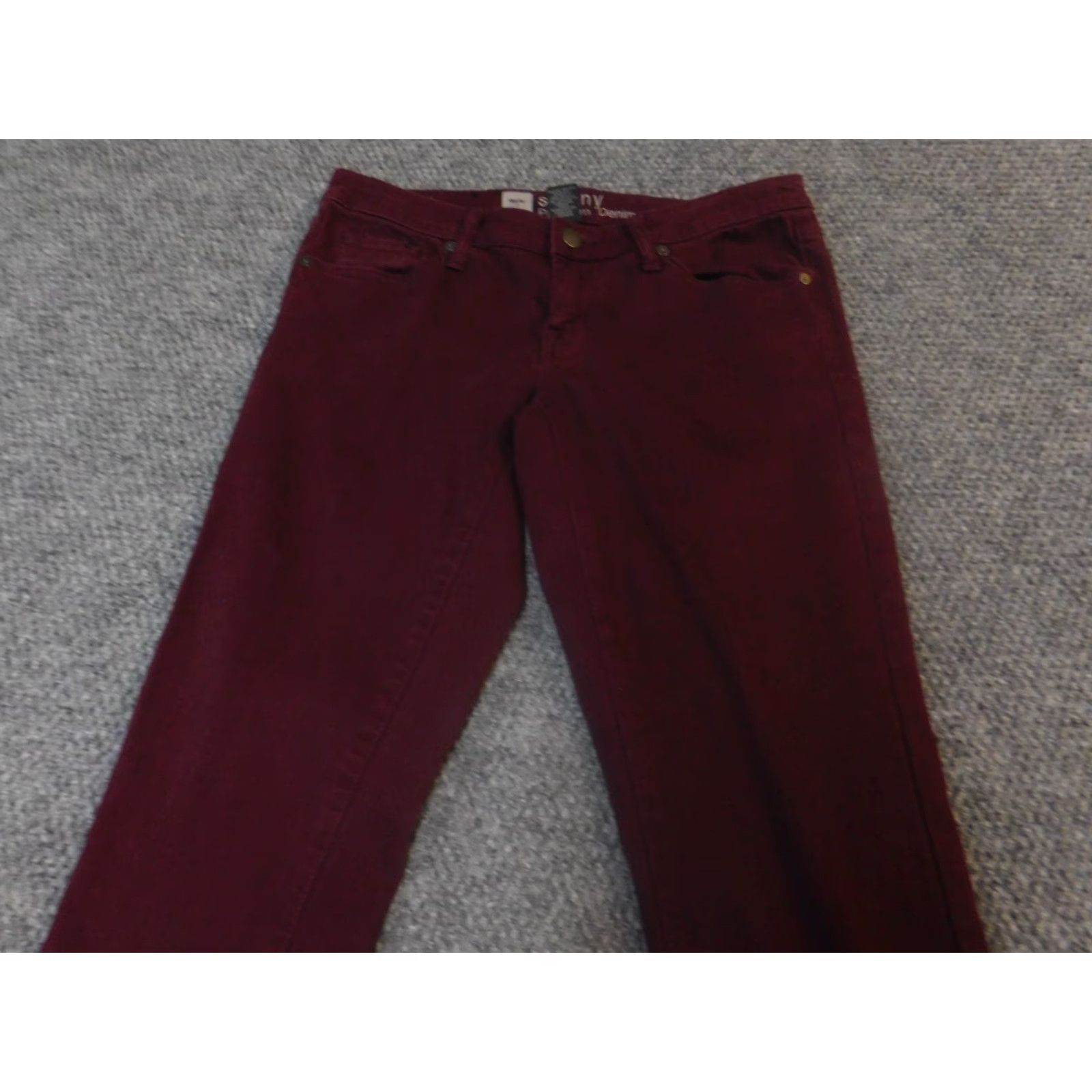 Mossimo Mossimo Womens Jeans 4 Burgundy Skinny Premium Denim with Pockets Zip 29in Inseam Regular Rise Mid Stretch Red Cotton Size 27" / US 4 / IT 40 - 7 Thumbnail
