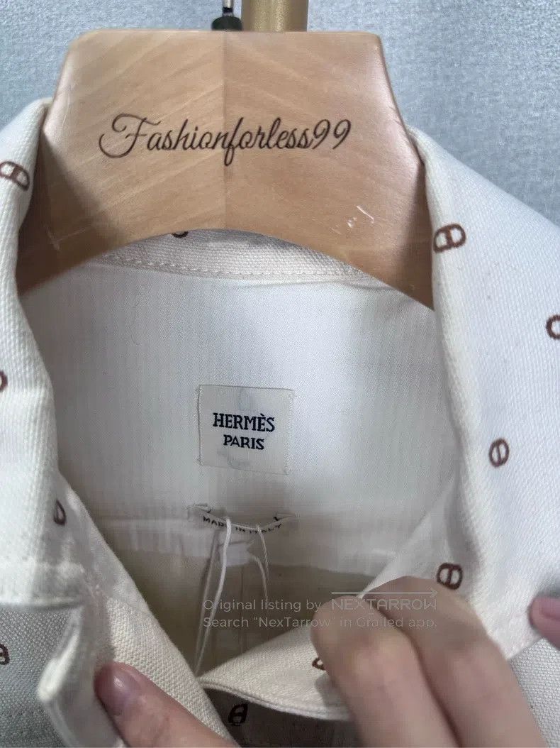 Hermes Hermes Beige All-Over Printed Denim Jacket Size XXS / US 00 / IT 34 - 3 Thumbnail