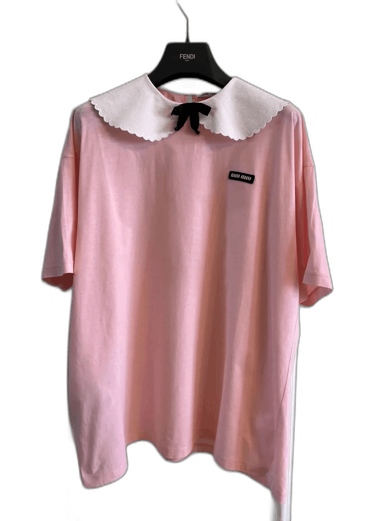 Prada Miumiu Logo Collar Short Sleeve T-Shirt Size M / US 6-8 / IT 42-44 - 1 Thumbnail