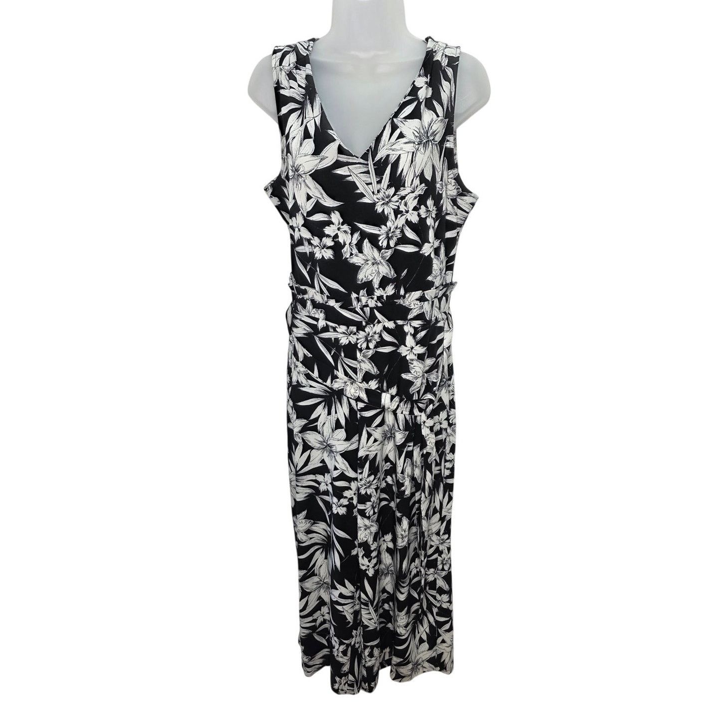 Other ECI Black & White Floral Cropped Wide Leg Pant Jumpsuit Size 28" / US 6 / IT 42 - 1 Thumbnail