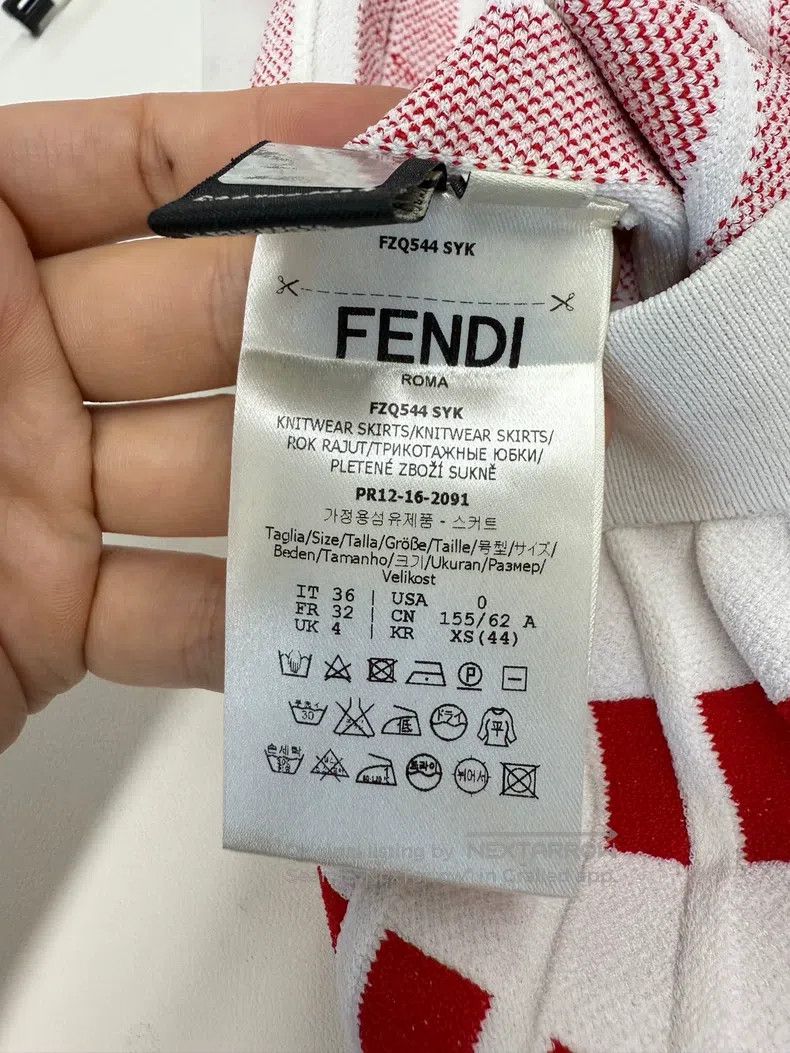 Fendi Fendi Red and White Patchwork Pleated Long Skirt Size 42" / US 20 - 4 Thumbnail