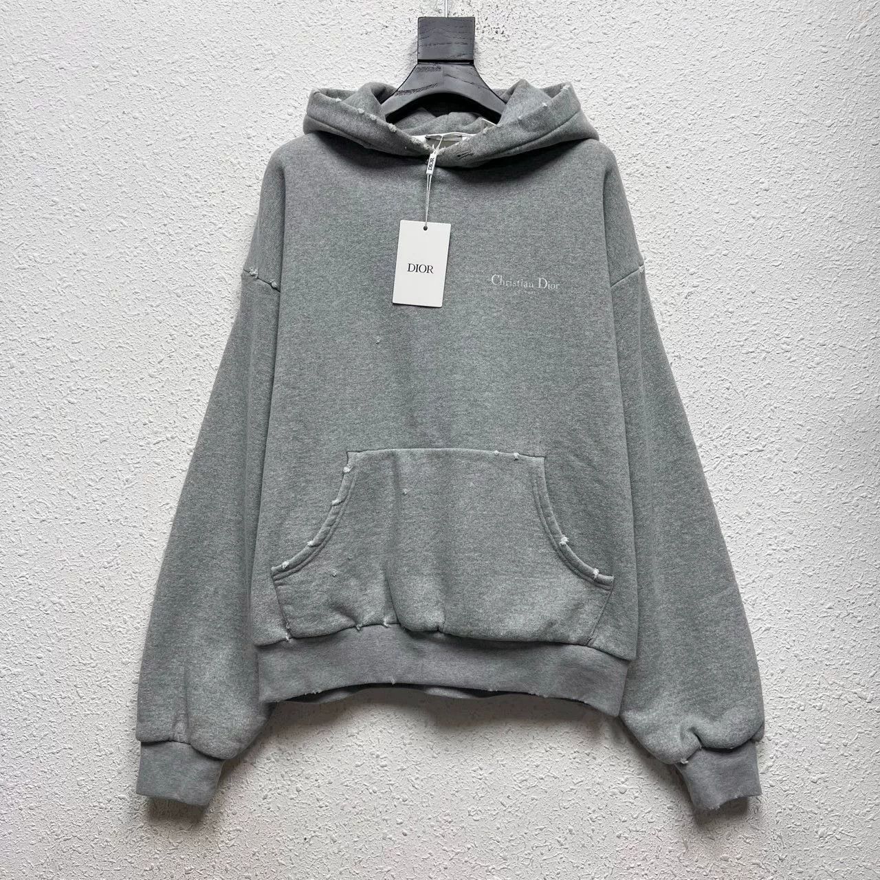 Dior DIOR Gray Burnout Distressed Double-Layer Hoodie Size S / US 4 / IT 40 - 1 Thumbnail