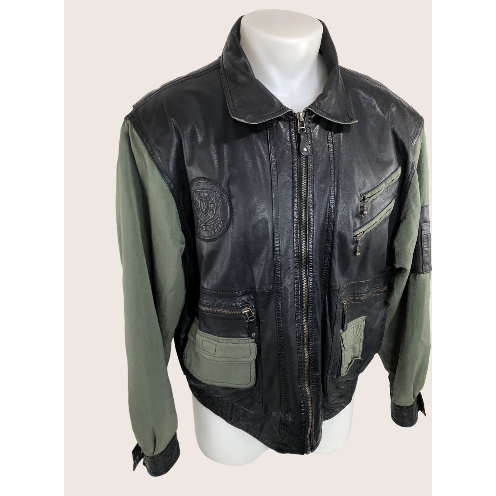 Vintage VINTAGE Fabiani Jacket Mens 46 Brown LEATHER Embossed 90s Logo Bomber Size US S / EU 44-46 / 1 - 1 Thumbnail