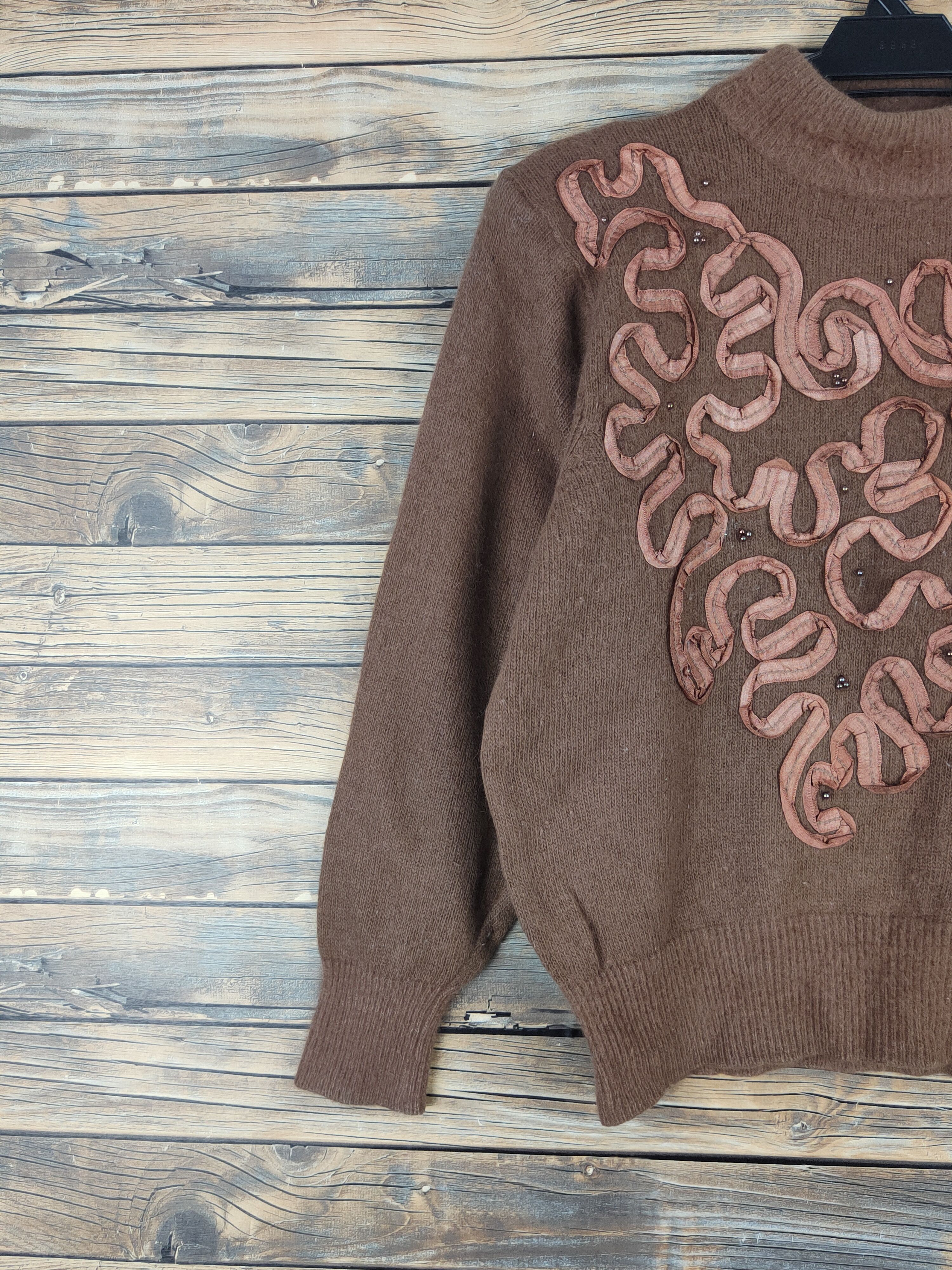 Homespun Knitwear × Japanese Brand × Vintage Charcas Brown art design Knitwear Sweatshirts #W1081 Size M / US 6-8 / IT 42-44 - 3 Thumbnail