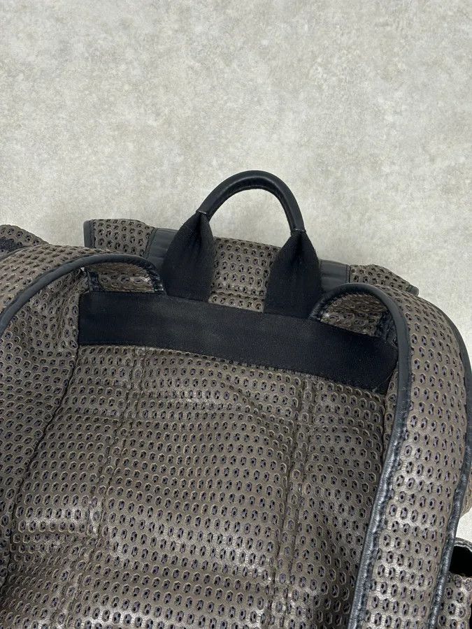 Emporio Armani FW2013 Emporio Armani Taupe Grey Perfored Leather Multi-Pocket Backpack Size ONE SIZE - 12 Thumbnail