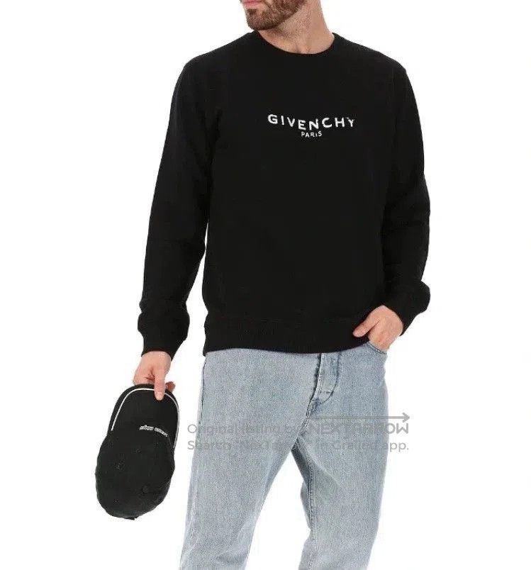 Givenchy Givenchy Black Distressed Logo Sweatshirt. Size US L / EU 52-54 / 3 - 4 Thumbnail