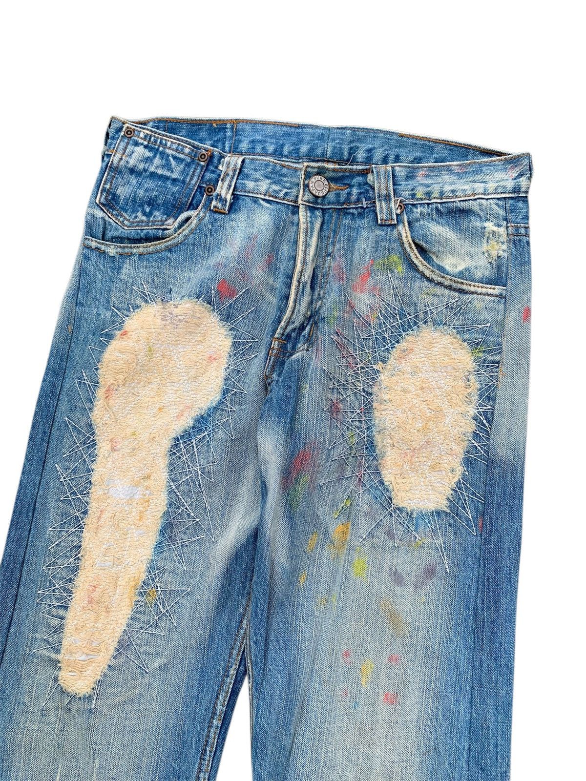 Pure Blue Japan Pure blue japan distressed denim pants Size US 30 / EU 46 - 2 Thumbnail