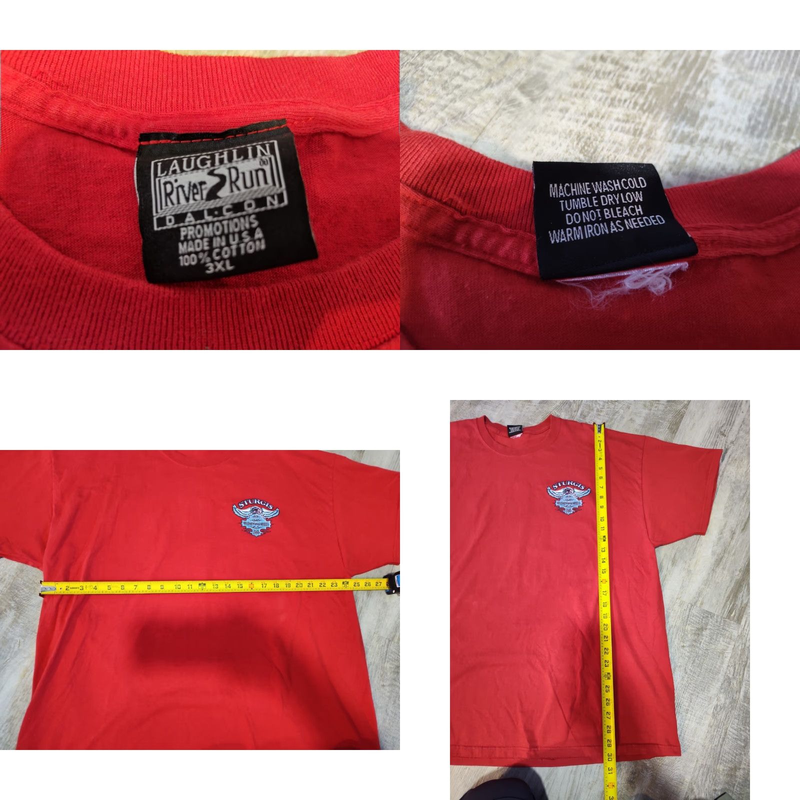 J.McLaughlin VINTAGE Sturgis Shirt 3XL Red Officially Licensed Laughlin USA 69th Anniversary T-Shirt Men Red 3XL USA Biker Motorcycle Graphic Print Two Sided Size US XXL / EU 58 / 5 - 8 Thumbnail