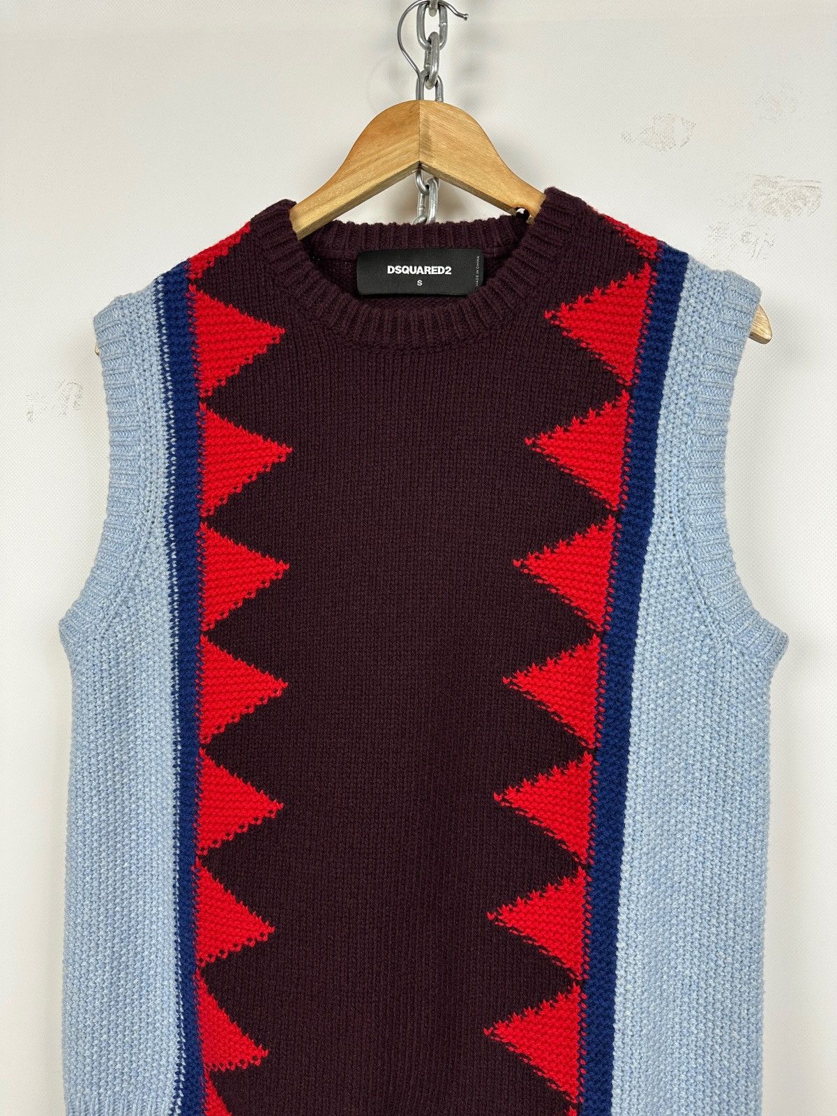 Dsquared2 Dsquared2 Geometric Wool Knit Sweater Sleeveless Vest Size US S / EU 44-46 / 1 - 4 Thumbnail