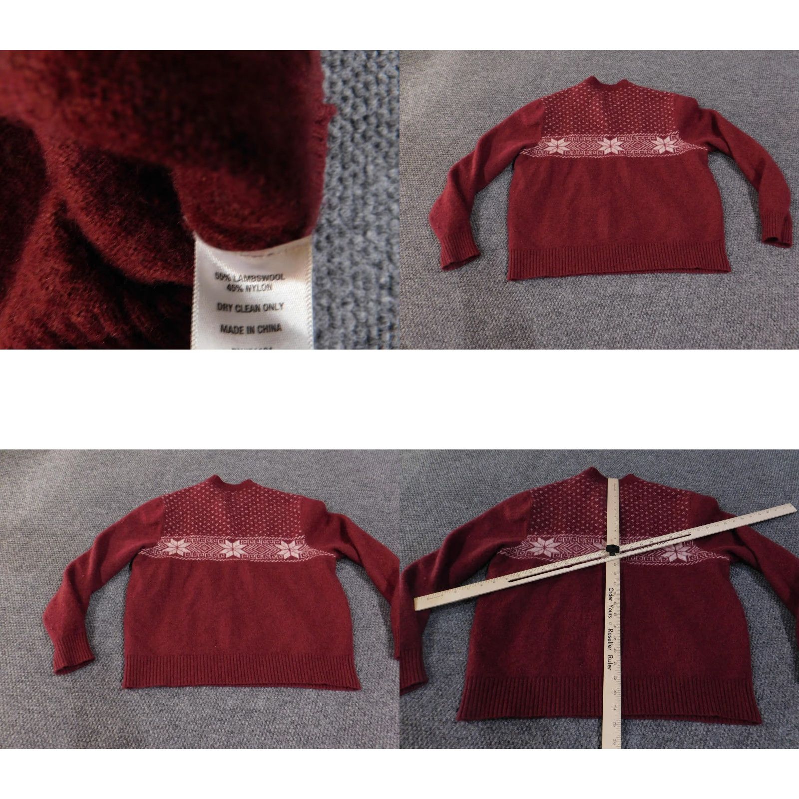 Vintage Crown & Ivy Sweater Mens Large Red Fair Isle Crewneck Pullover Lambswool Nylon Knit Winter Size US L / EU 52-54 / 3 - 8 Thumbnail