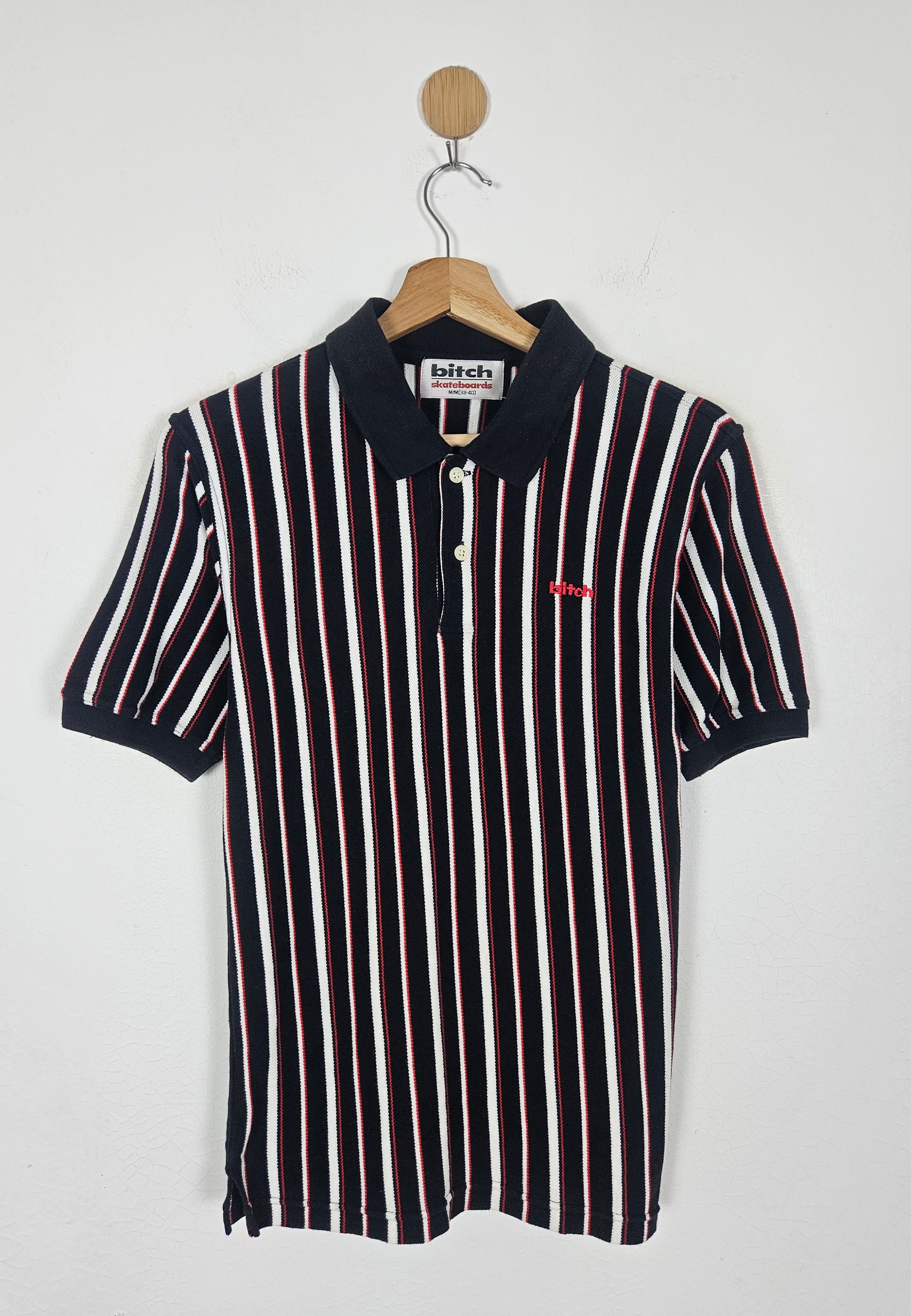Hook-Ups Vintage Bitch Skatebord polo stripe tee shirt Size US XS / EU 42 / 0 - 1 Thumbnail
