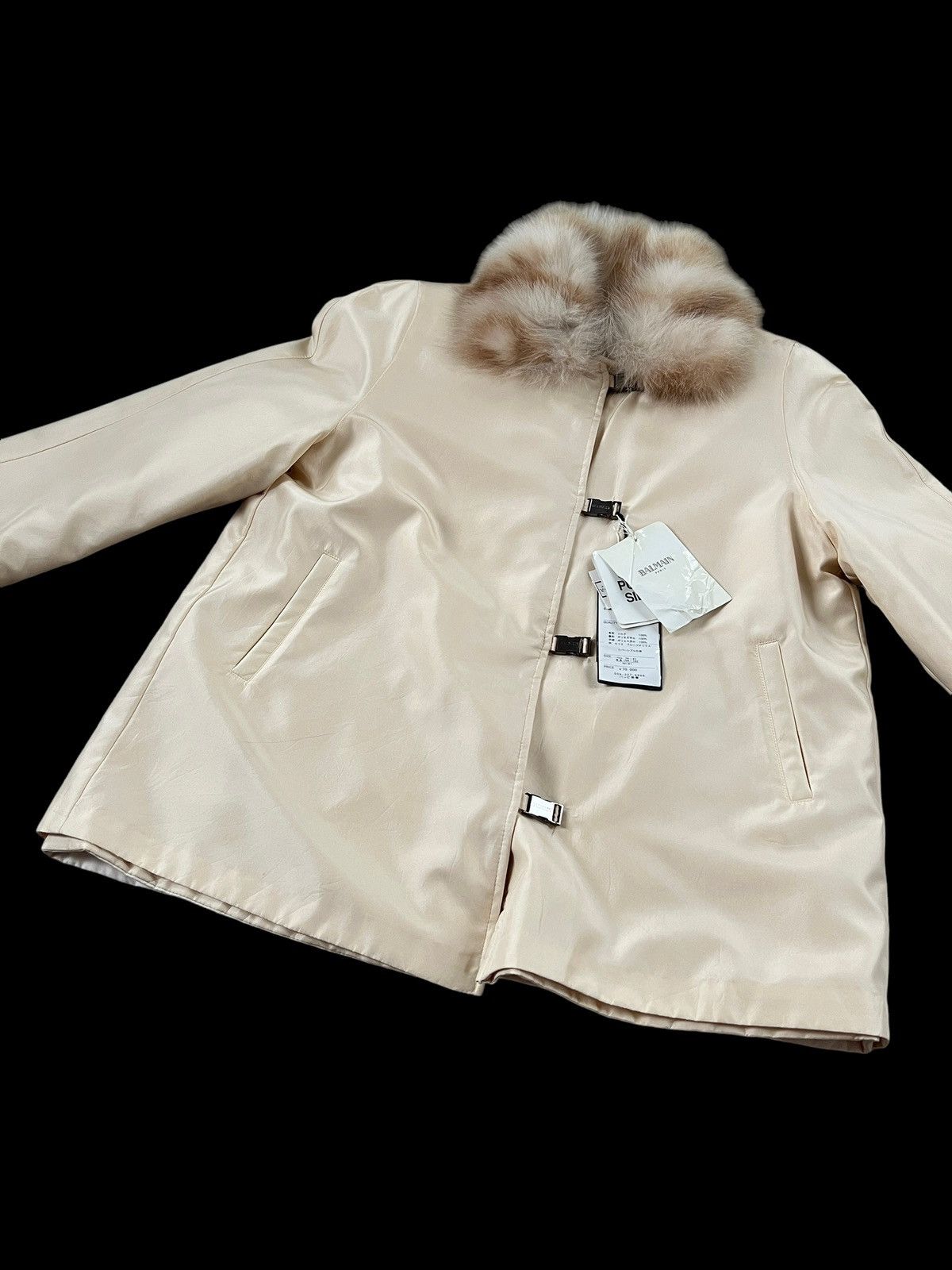 Balmain Vintage 90s Balmain Reversible Fur Silk Coat Size M / US 6-8 / IT 42-44 - 16 Thumbnail