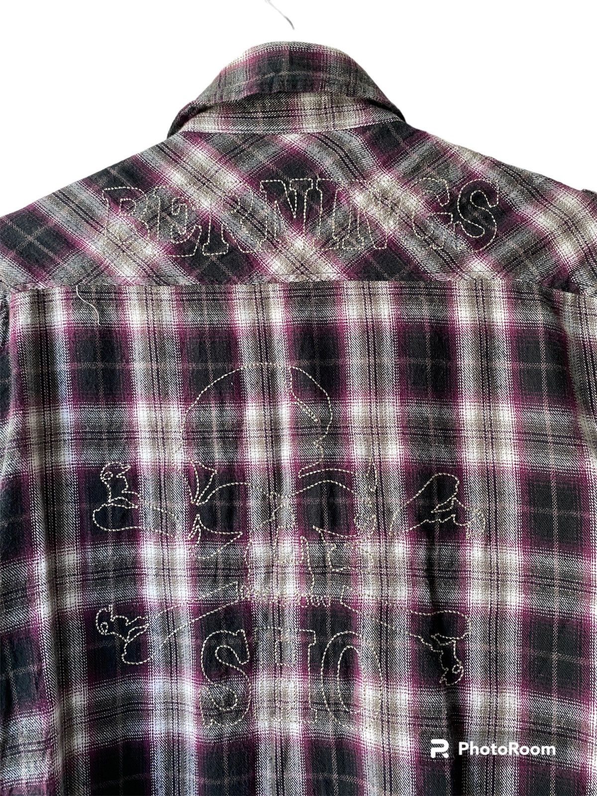 Japanese Brand × Seditionaries Bernings Sho Punk Skull Design Shadow Plaid Button Up Size US L / EU 52-54 / 3 - 1 Thumbnail