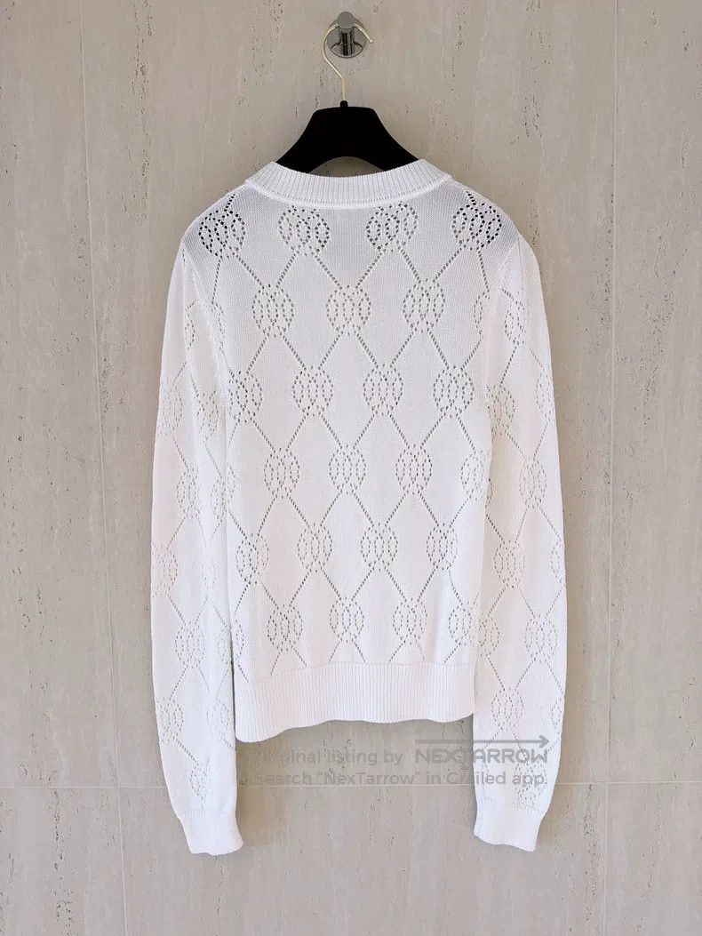 Hermes Hermes Cut-Out Logo White Knit Cardigan Size XS / US 0-2 / IT 36-38 - 2 Thumbnail