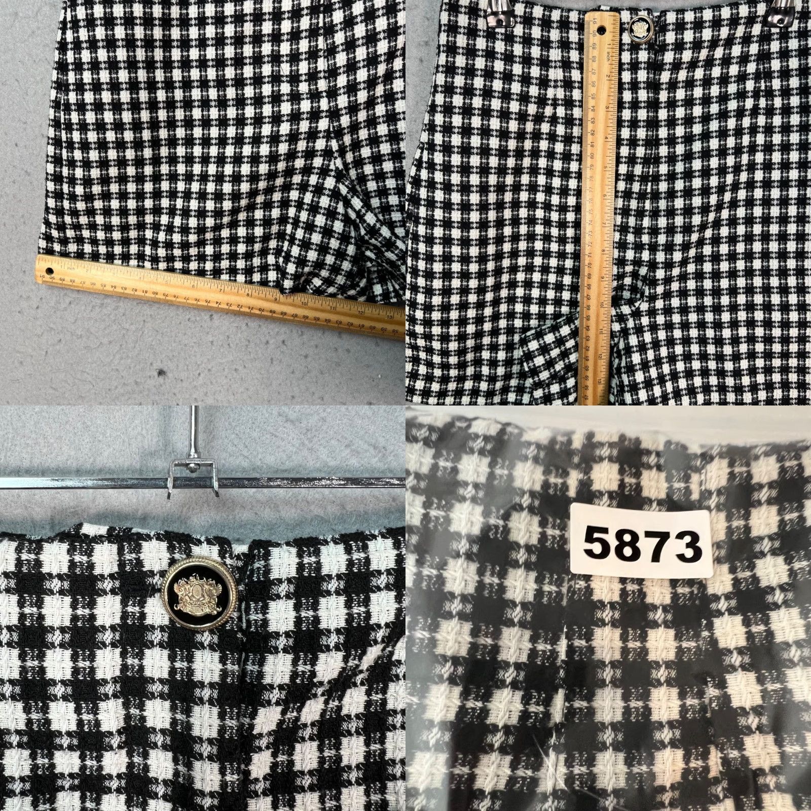 Zara Zara Womens Bermuda Shorts High-Waisted Plaid Tweed Black White Size S Size 28" / US 6 / IT 42 - 8 Thumbnail