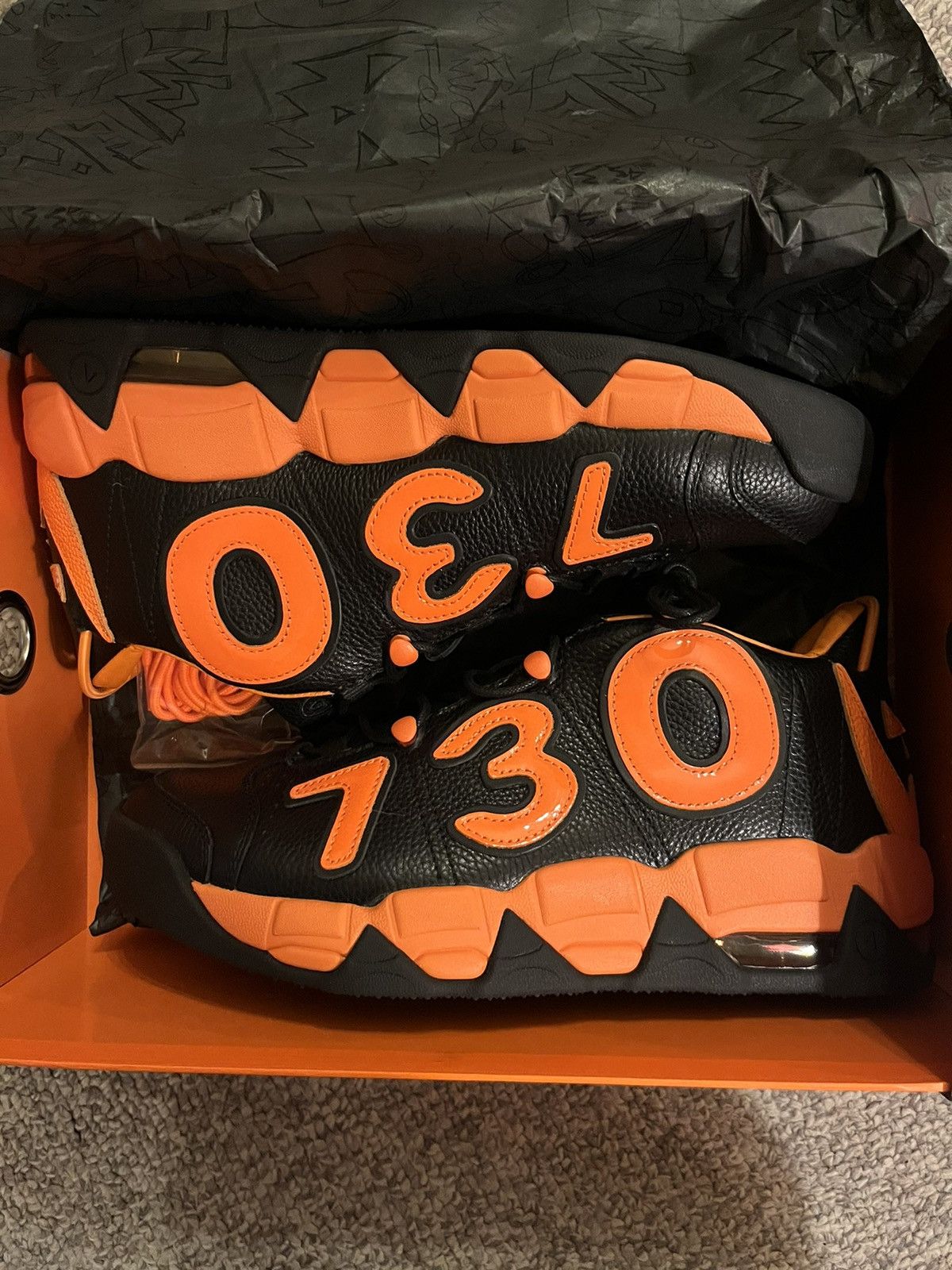 image of Asspizza 730 Footwear Halloween Ballers Size 11 Shoes in Black Orange, Men's